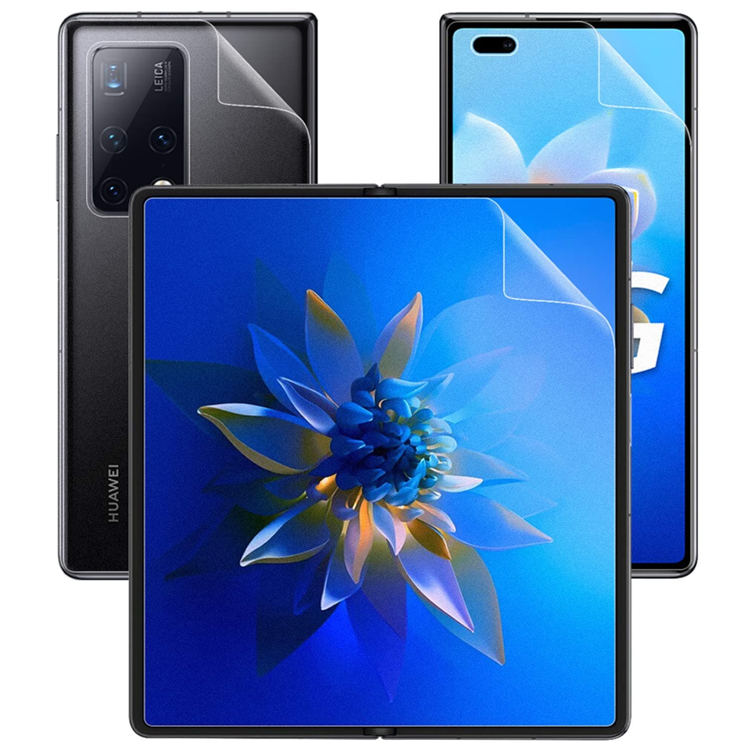 (1Set=3PCS) Matte Screen Protector Soft Film Compatible With HUAWEI Mate X2,1PCS Front(Outer)+1PCS Inner+1PCS Back Anti-Glare Screen Protector Frosted Soft Film Fits for HUAWEI Mate X2 Clear Skin