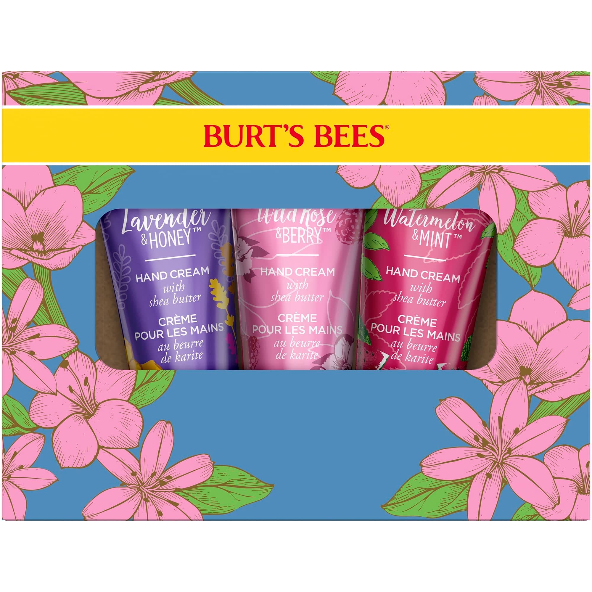 Easter Basket Stuffers, 3 Moisturizing Self Care Gifts for Her, Shea Butter Hand Cream Trio Spring Set - Lavender & Honey, Wild Rose & Berry and Watermelon & Mint (Packaging May Vary)