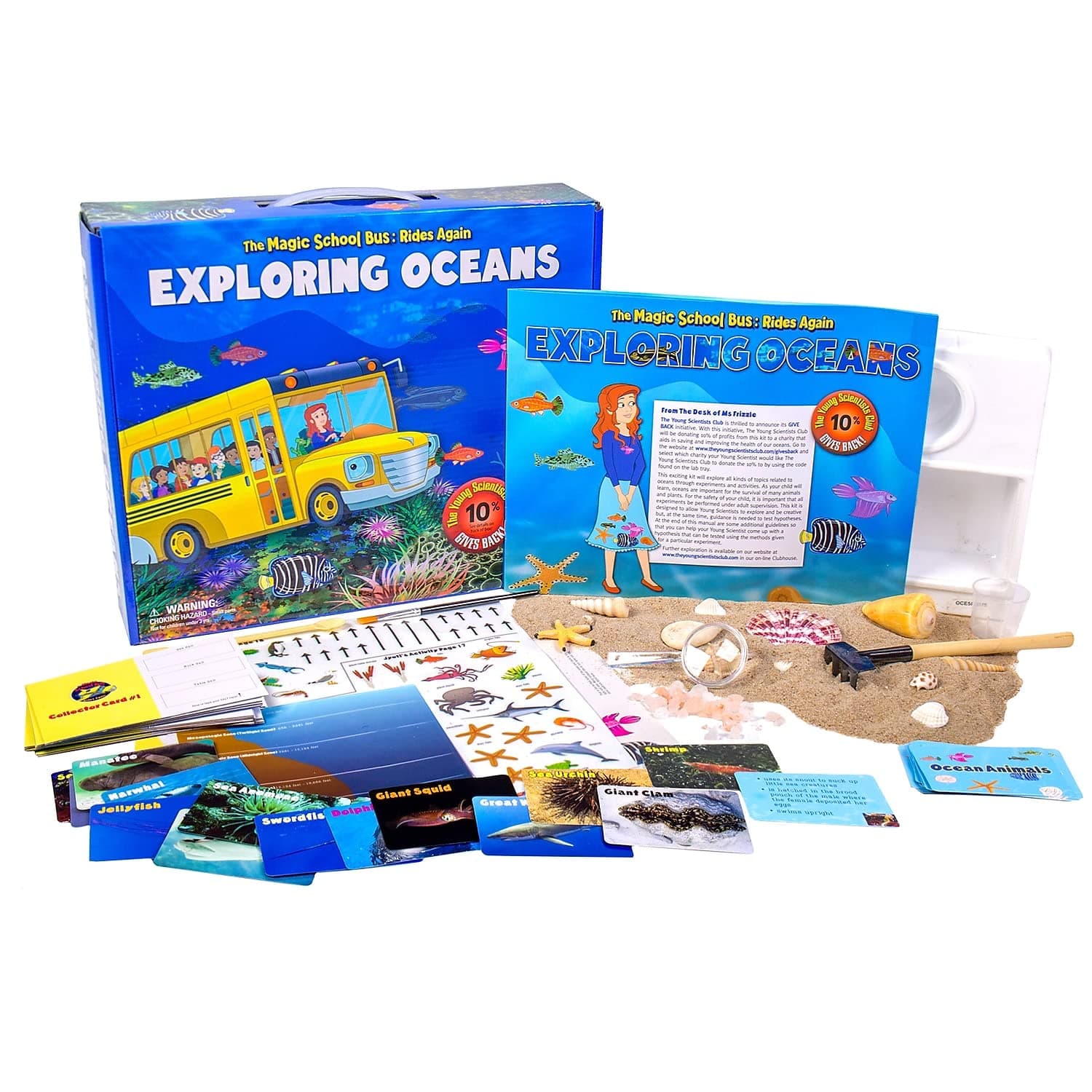 The Magic School Bus Rides Again: Exploring Oceans by Horizon Group USA, Homeschool STEM Kits for Kids, Includes Hands-On Educational Manual, Collector Cards, Sea Shells, Game Cards, Sea Salts & More
