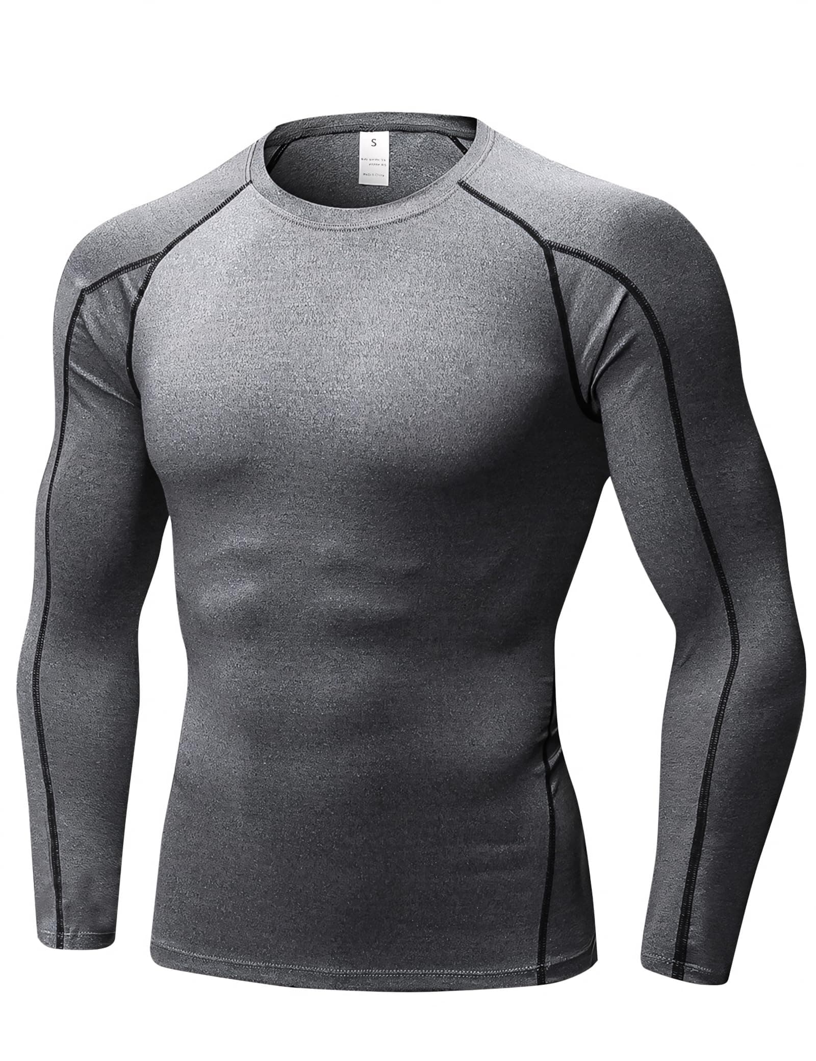 Men's Long Sleeve Fitted Compression Shirt, Cool Dry Base Layer for Men