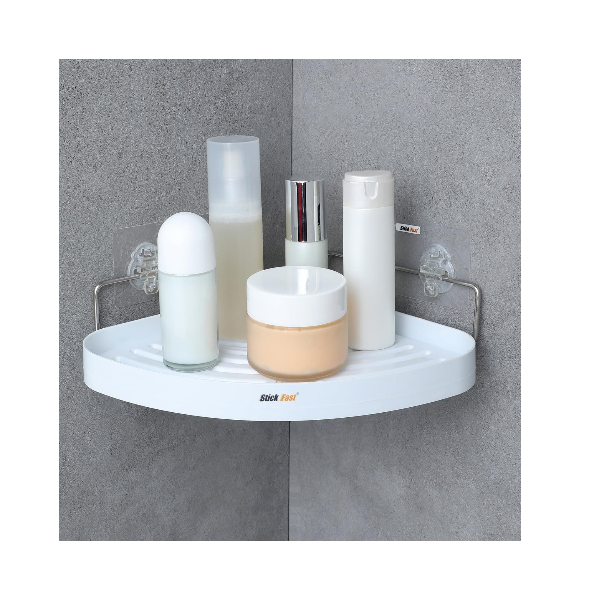 Bathroom Corner Shelf Self Adhesive Rack with 3M Sticker for Wall Mount Shelf Multipurpose for Kitchen Bathroom Storage Organizer Pack of 1- White, ABS