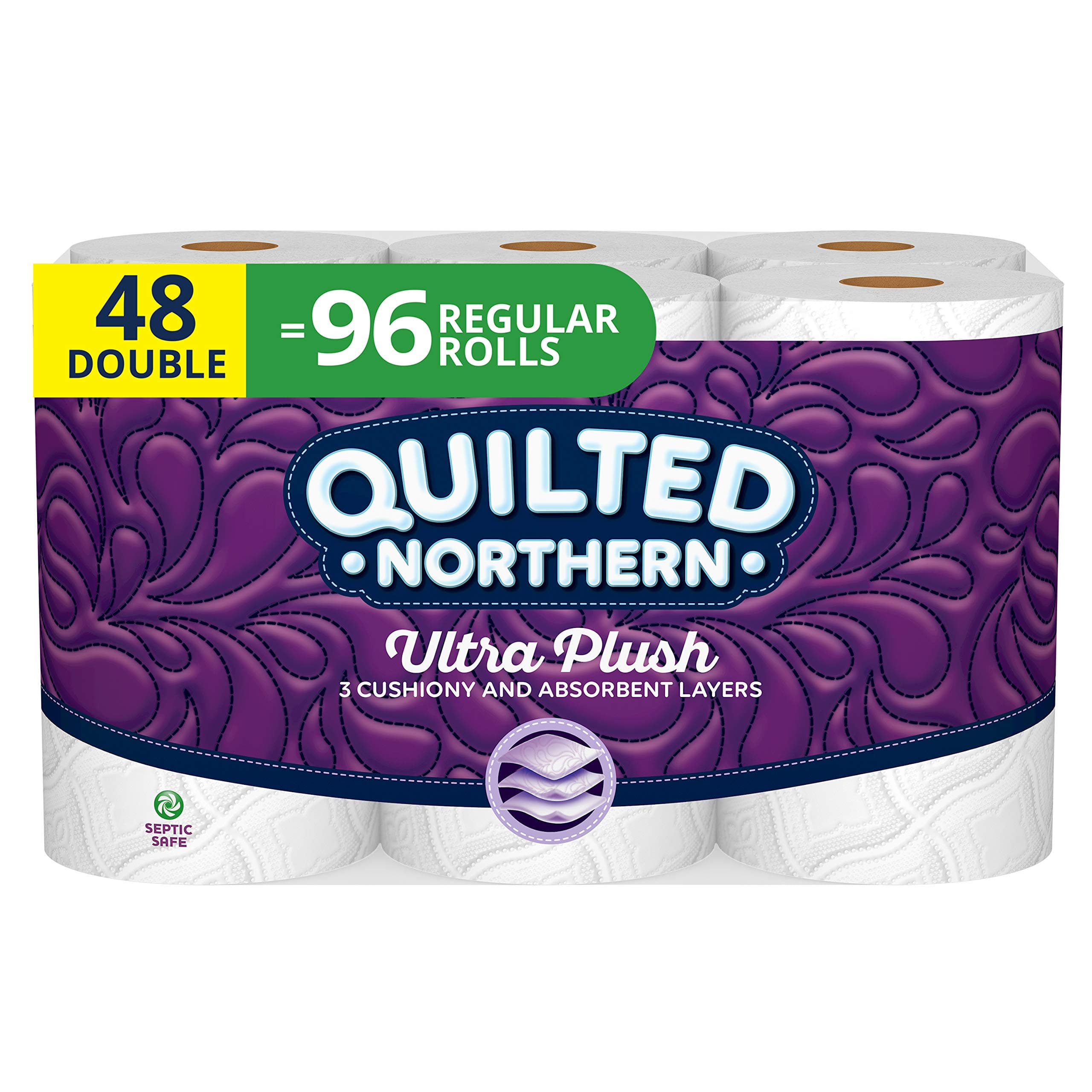 Toilet Paper, 48 Double Rolls, 48 = 96 Regular Rolls, 3 Ply Bath Tissue, 12 Count (Pack of 4)