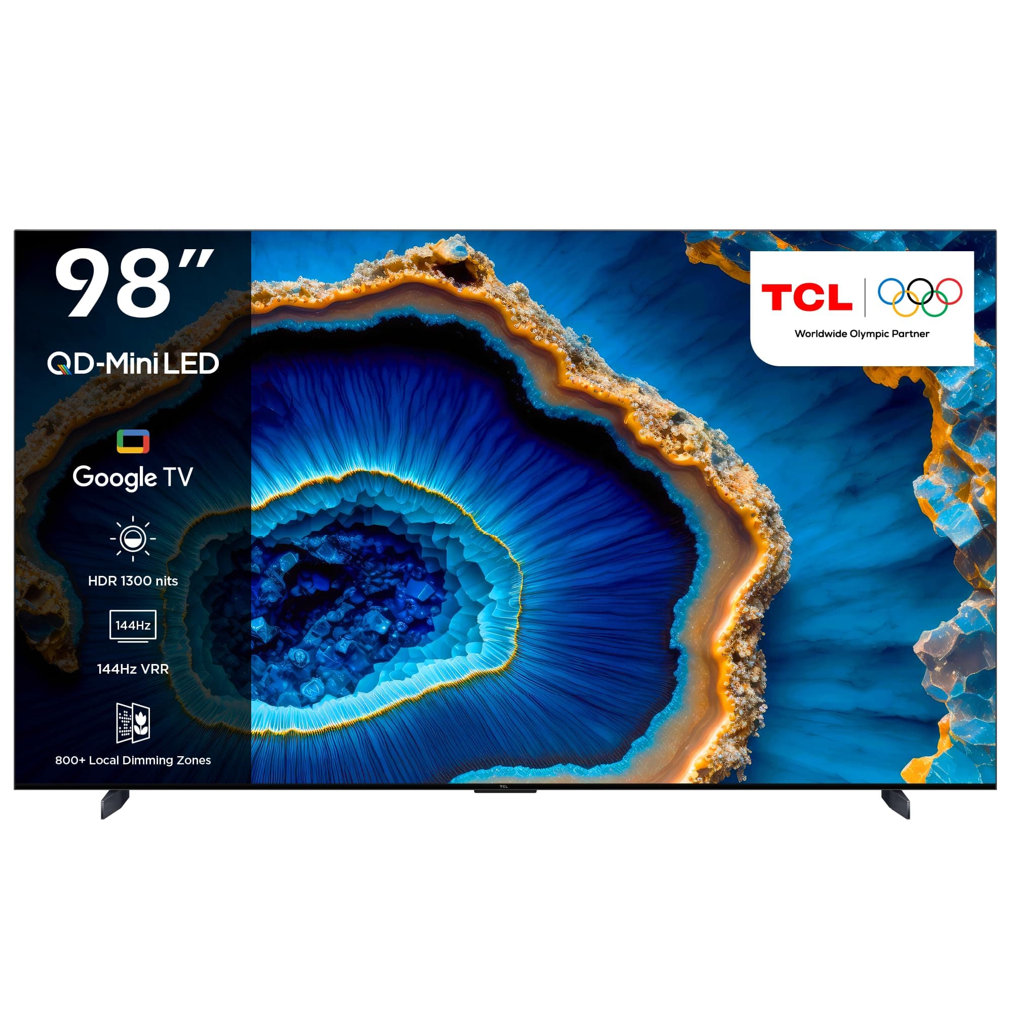 TCL 98 Inch 4K QD-Mini LED HDR Smart Google TV Game Master 2.0 Dolby Vision IQ-Atmos 1600 nits peak IMAX Enhanced 144HZ VRR 98C755- (2023 Model), Black