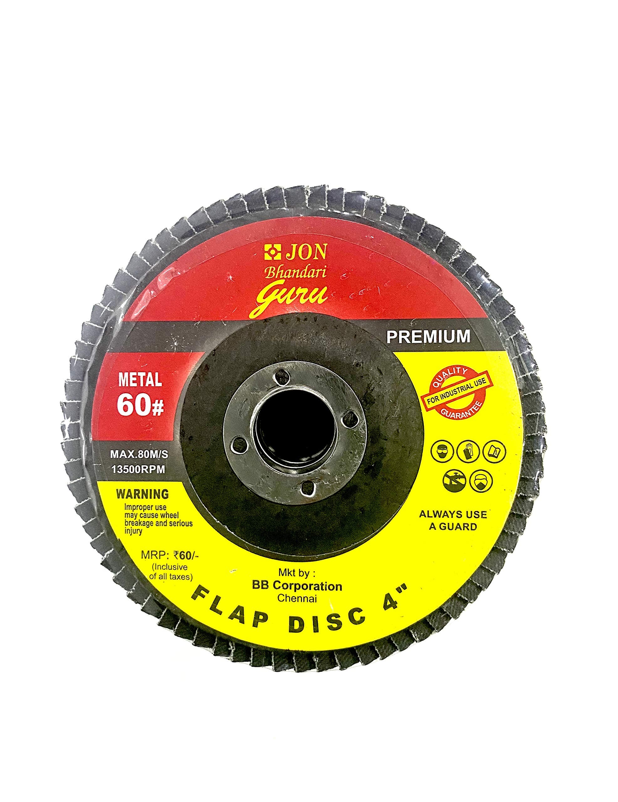 - Jon Bhandari Tools Abrasive Flap Discs – 4” (100mm x 16mm), Grit 60 – Pack of 10, for Angle Grinders, Metal Grinding, Sanding & Finishing