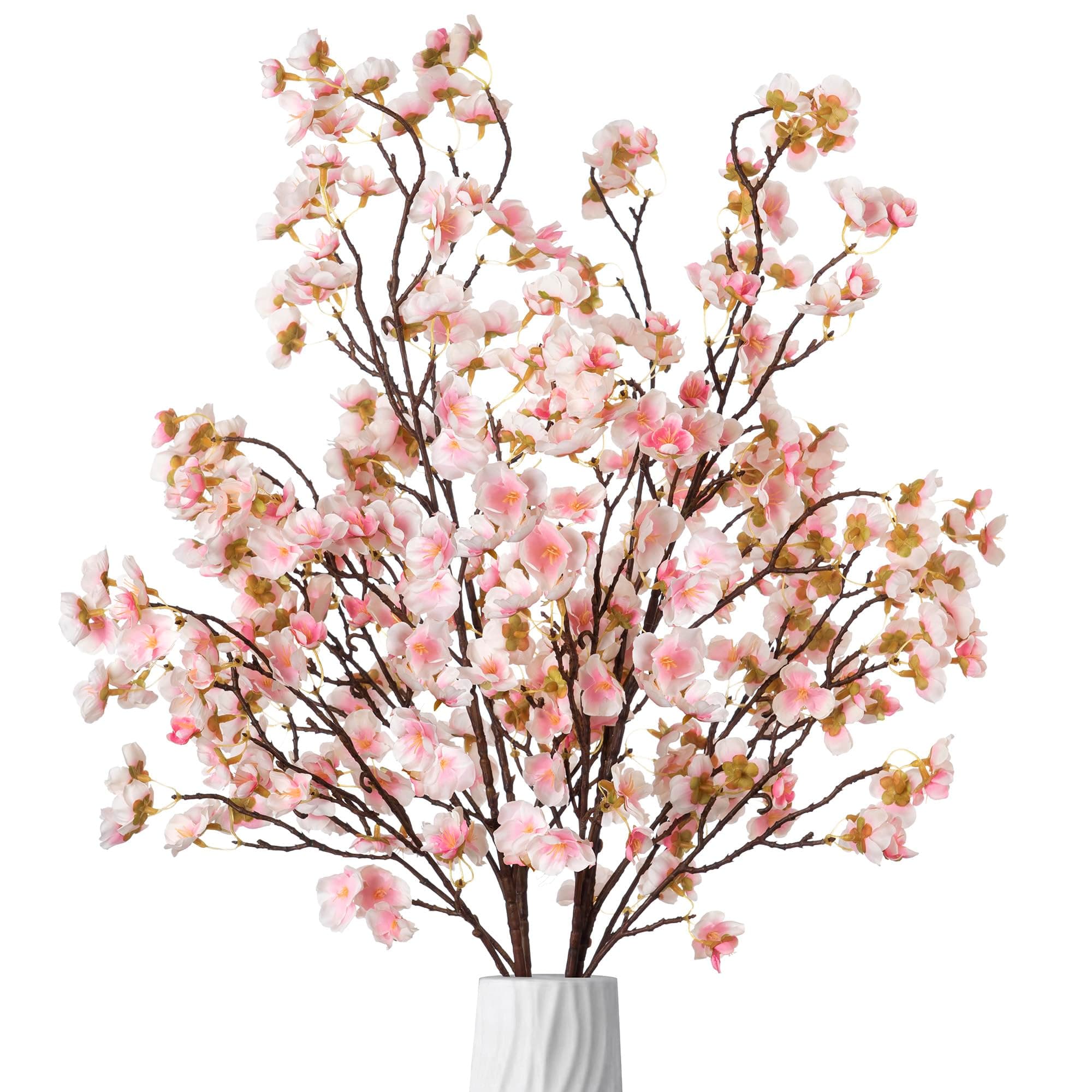 Ammyoo 4 Pcs Artificial Cherry Blossom Flower Branches, Bulk Silk Faux Flowers Real Touch Bouquet for Home Wedding Party Centerpieces Spring Summer Decor, Vase Not Included(Champagne)