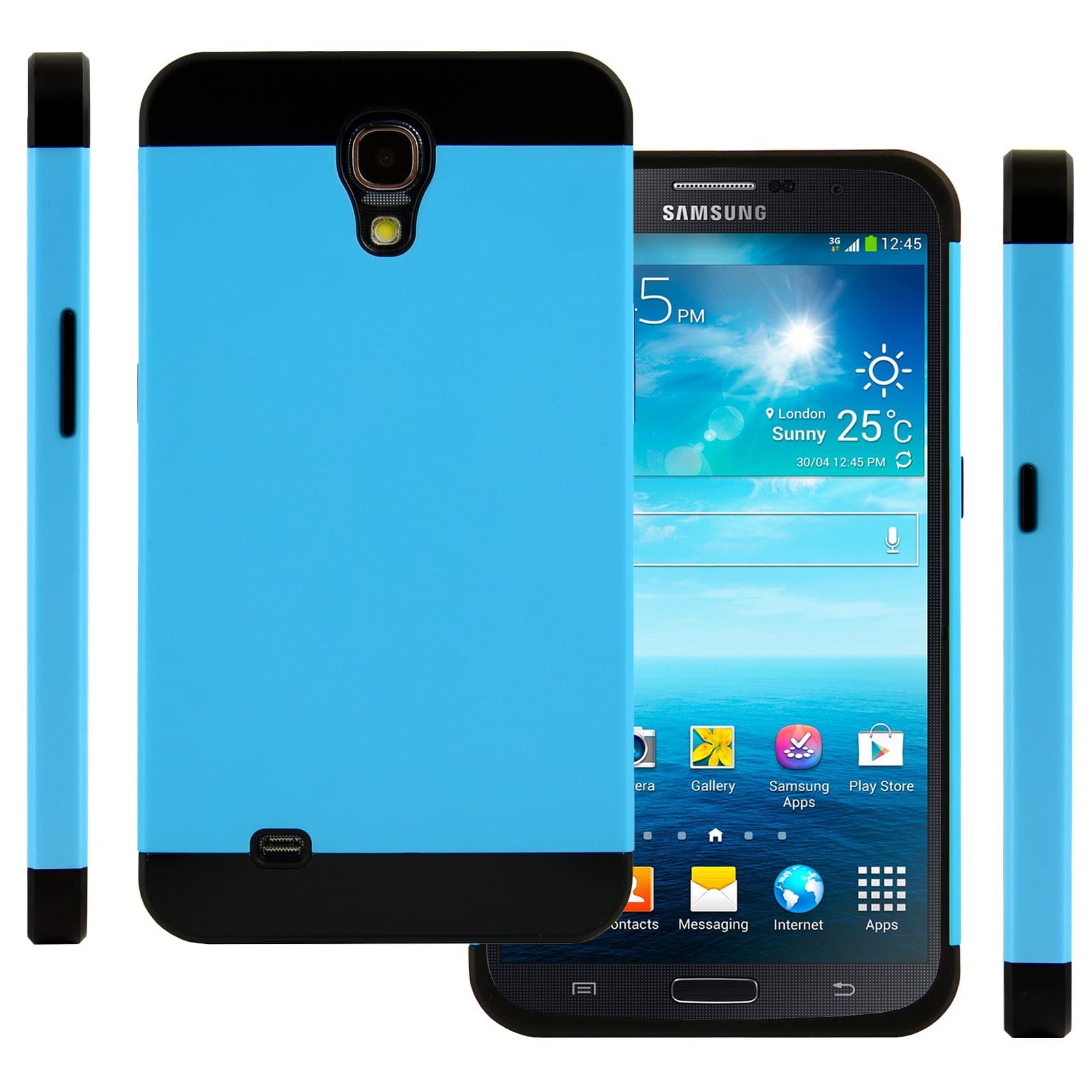 Galaxy Mega Case (Blue / Black), Samsung Galaxy Mega 6.3" CellJoy (Will NOT Fit BOBO 2) [Vivid Hybrid] Dual Layer TPU Case Phone Cover SkinCard Storage For i9200