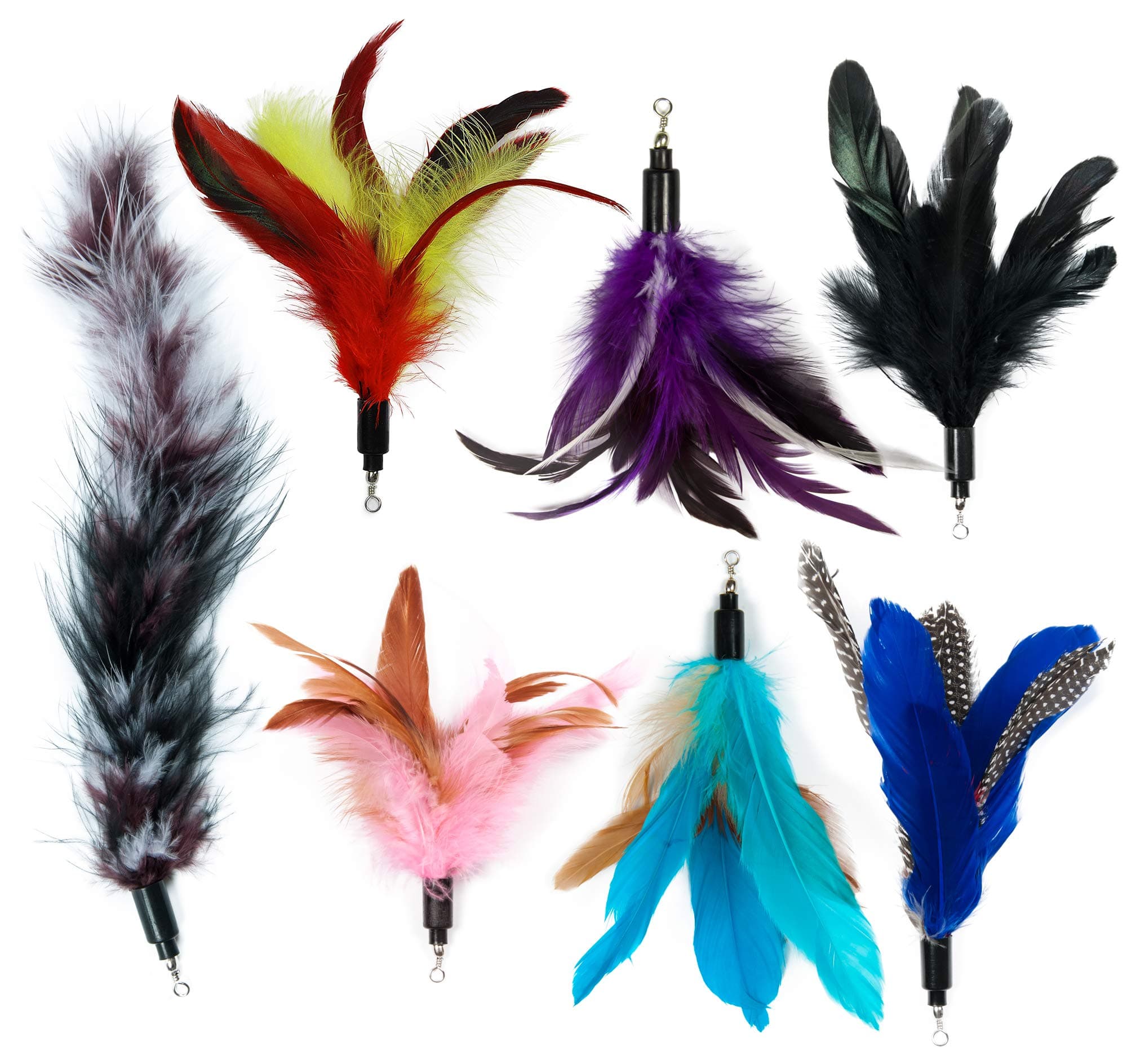 Cat Wand Feather Refills For Interactive Cat and Kitten Wands include 7 pieces Replacement Feathers and 1 Soft Furry Tail (7 pieces)