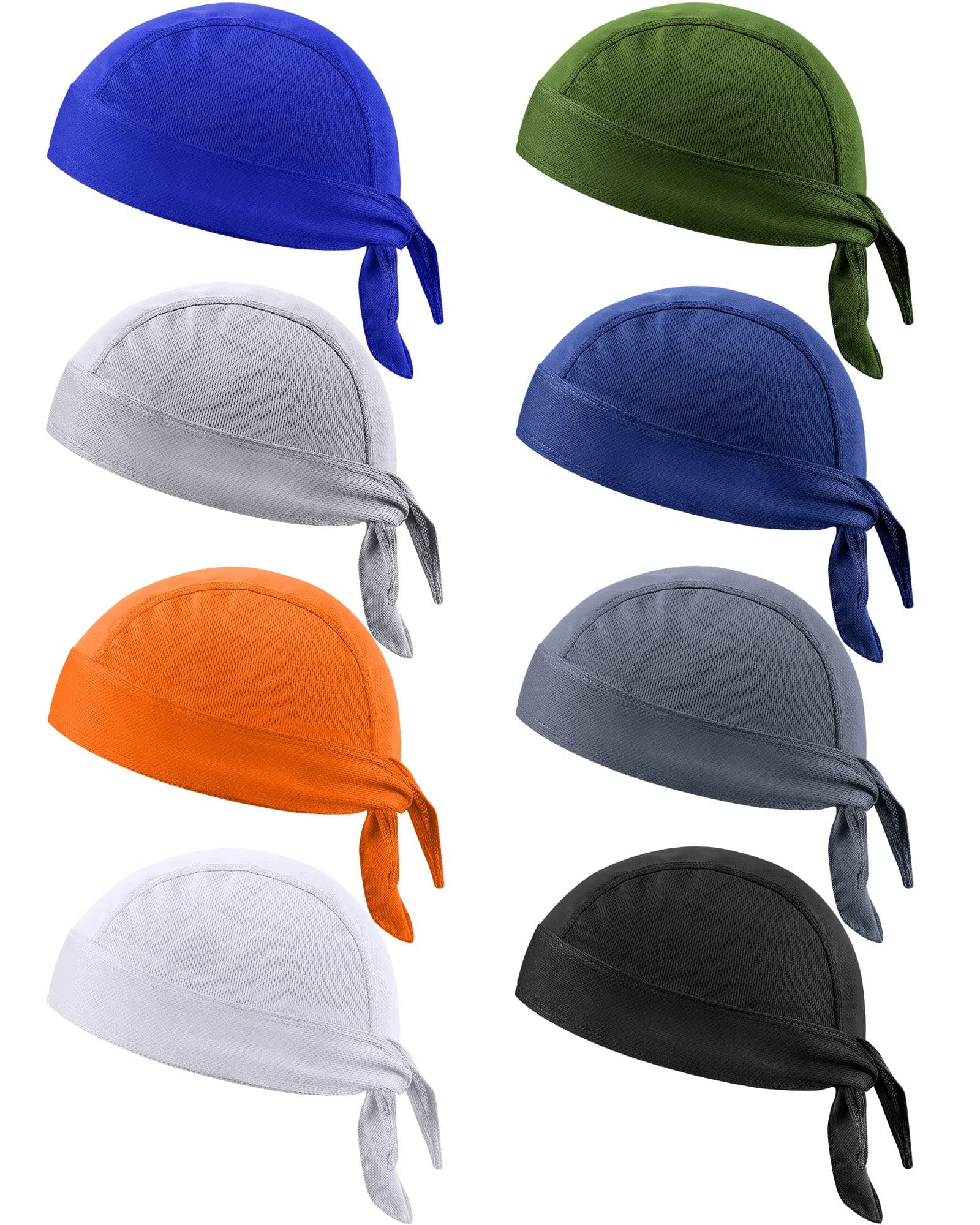 8 Pack Do Rag Skull Caps for Men Sweat Wicking Doo Rags Cooling Helmet Liner Cycling Motorcycle Bandana