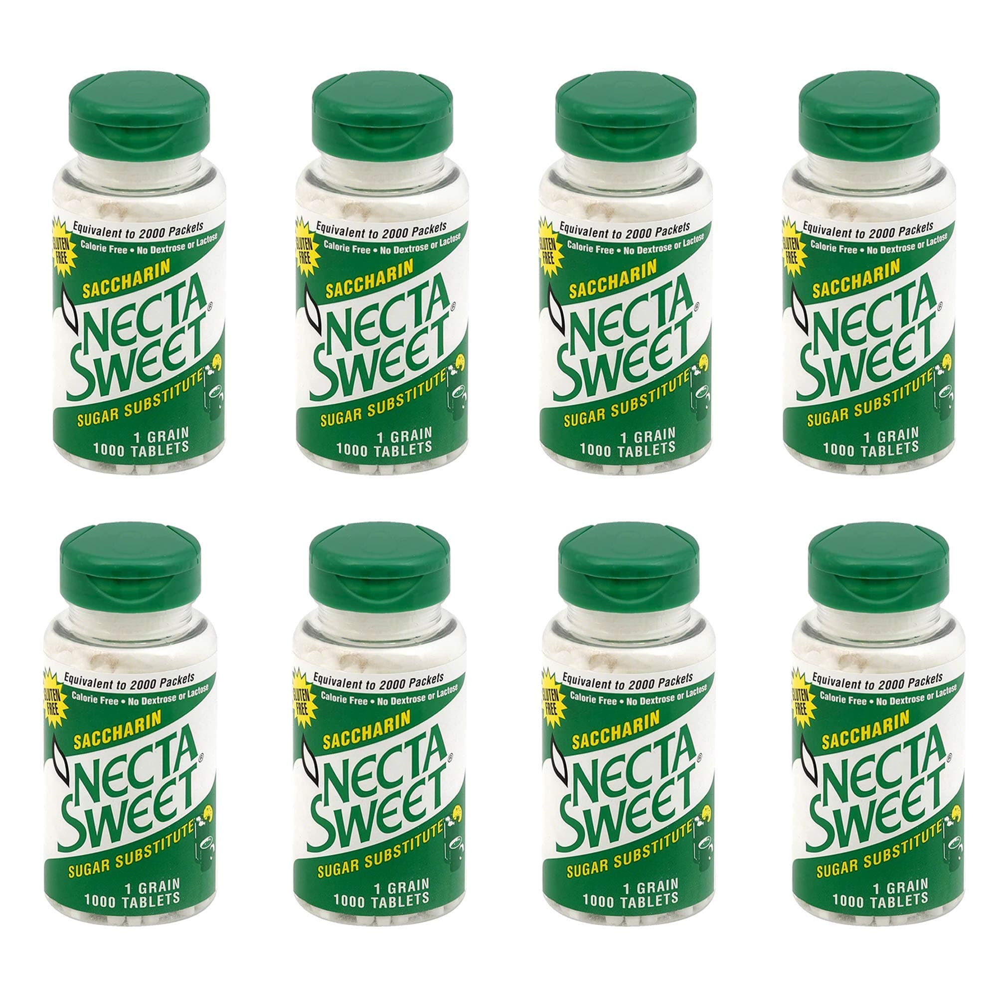 Necta Sweet 1-Grain Saccharin Tablets - Zero-Calorie Sugar Substitutes (8-Pack 1,000-Tablet Bottle)