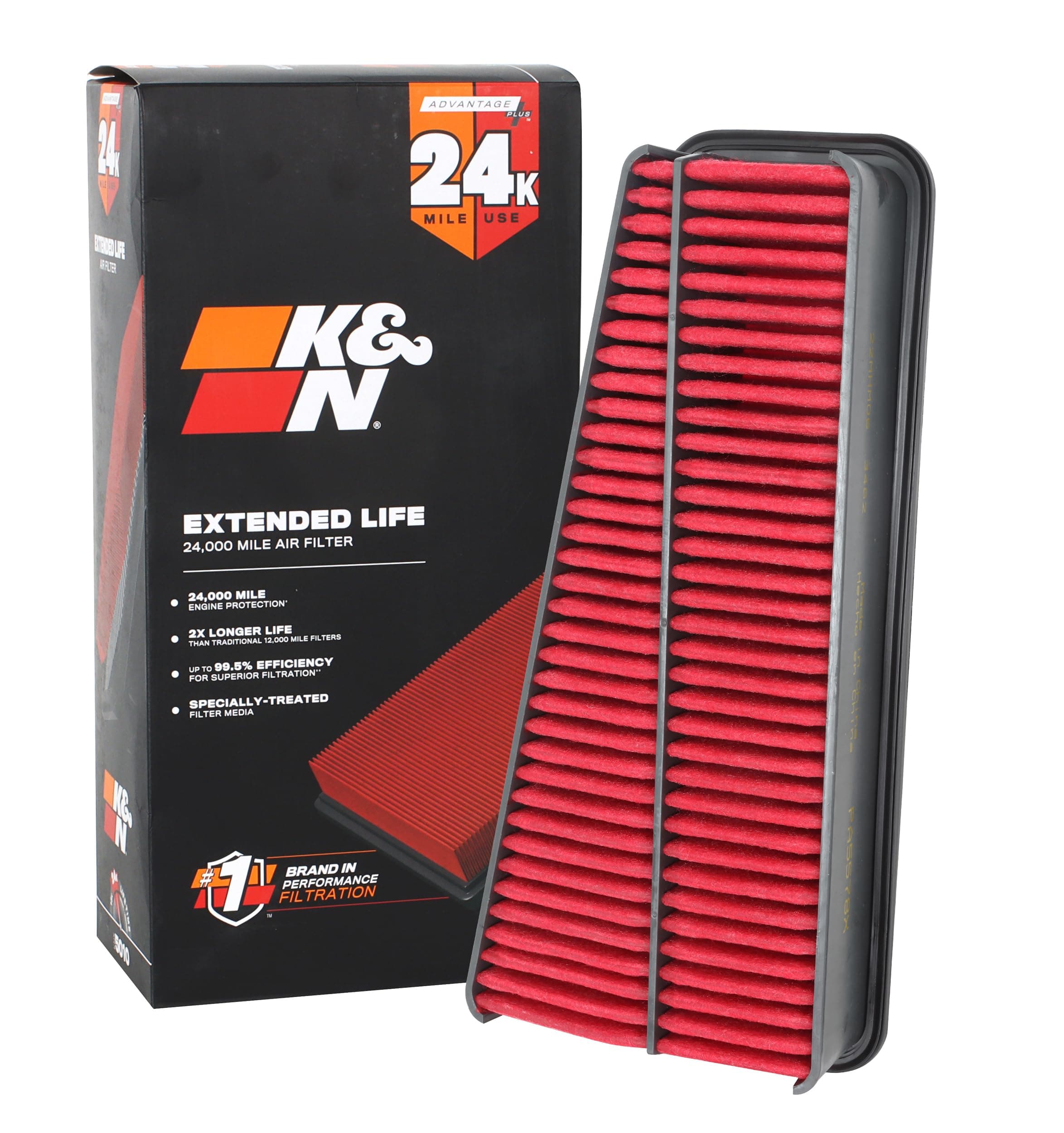 K&N Engine Air Filter: Extended Life 24,000 Mile Replacement Air Filter: Compatible with 2002-2015 Toyota Mid-size Truck and SUV V6 (4-Runner, Tacoma, Hilux, Land Cruiser, Prado, FJ Cruiser), KNX-2281
