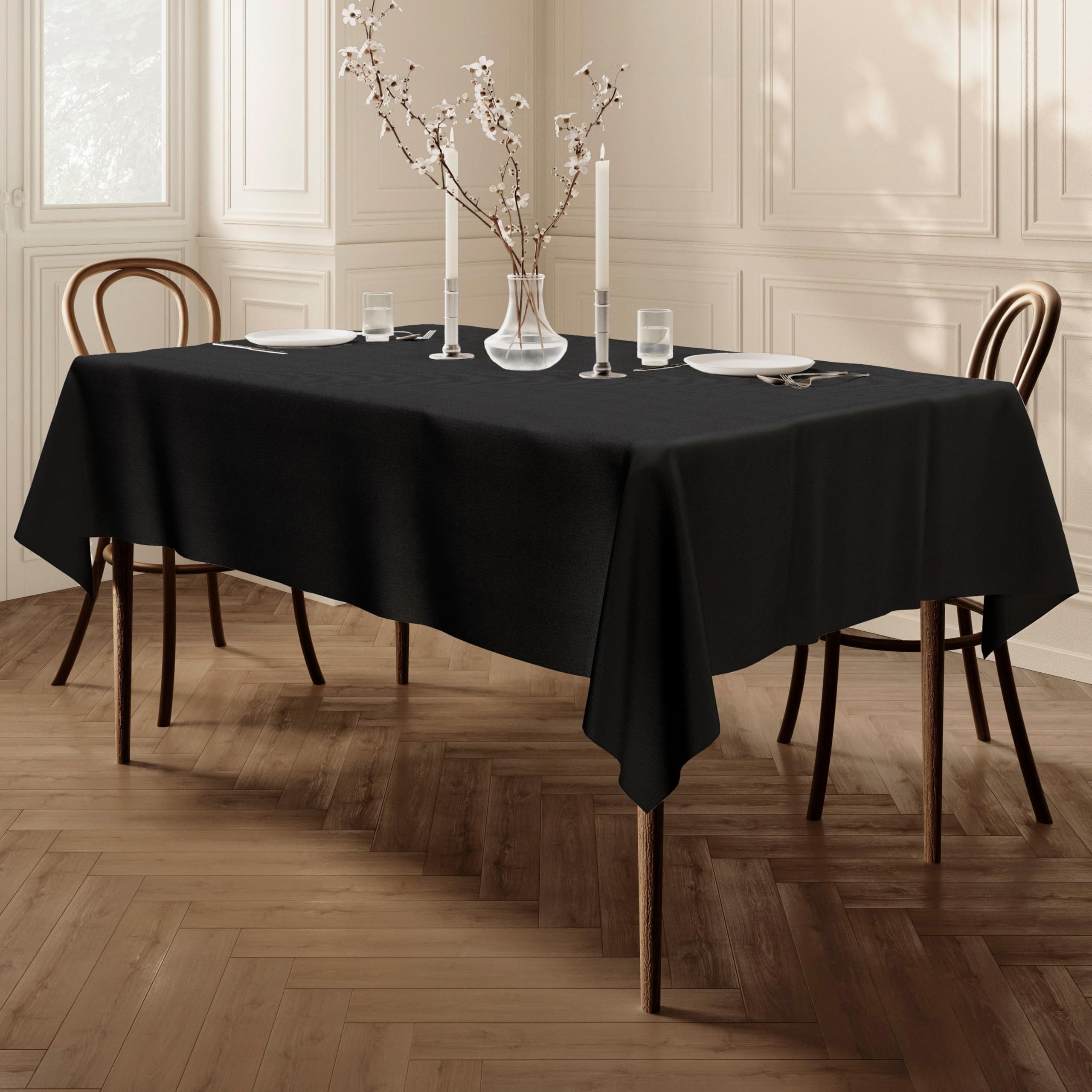 Home Direct Extra Large Rectangular Fabric Tablecloth 150x300cm 59"x118" Black