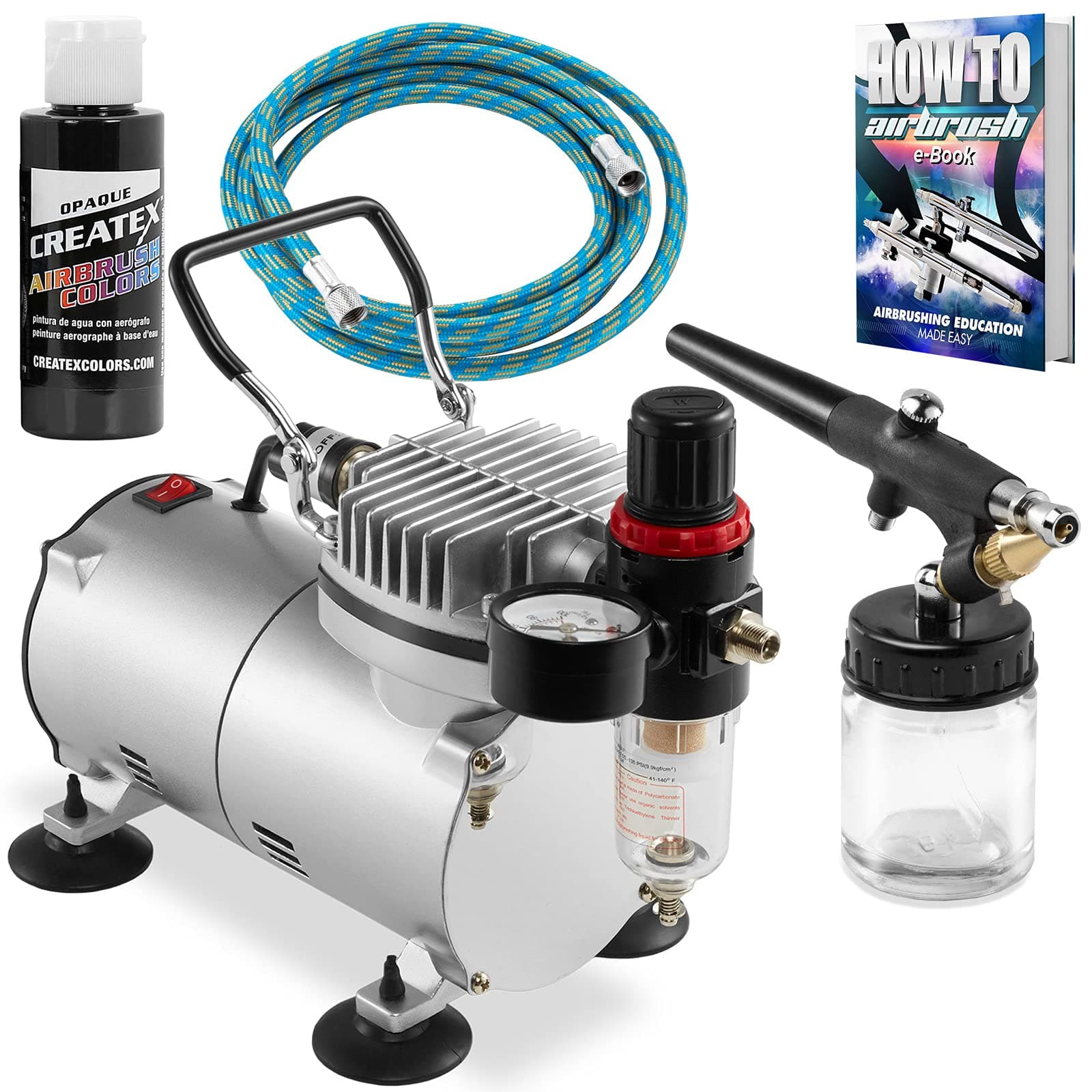 PointZero Airbrush Hobby Airbrush Starter Kit with Black Paint