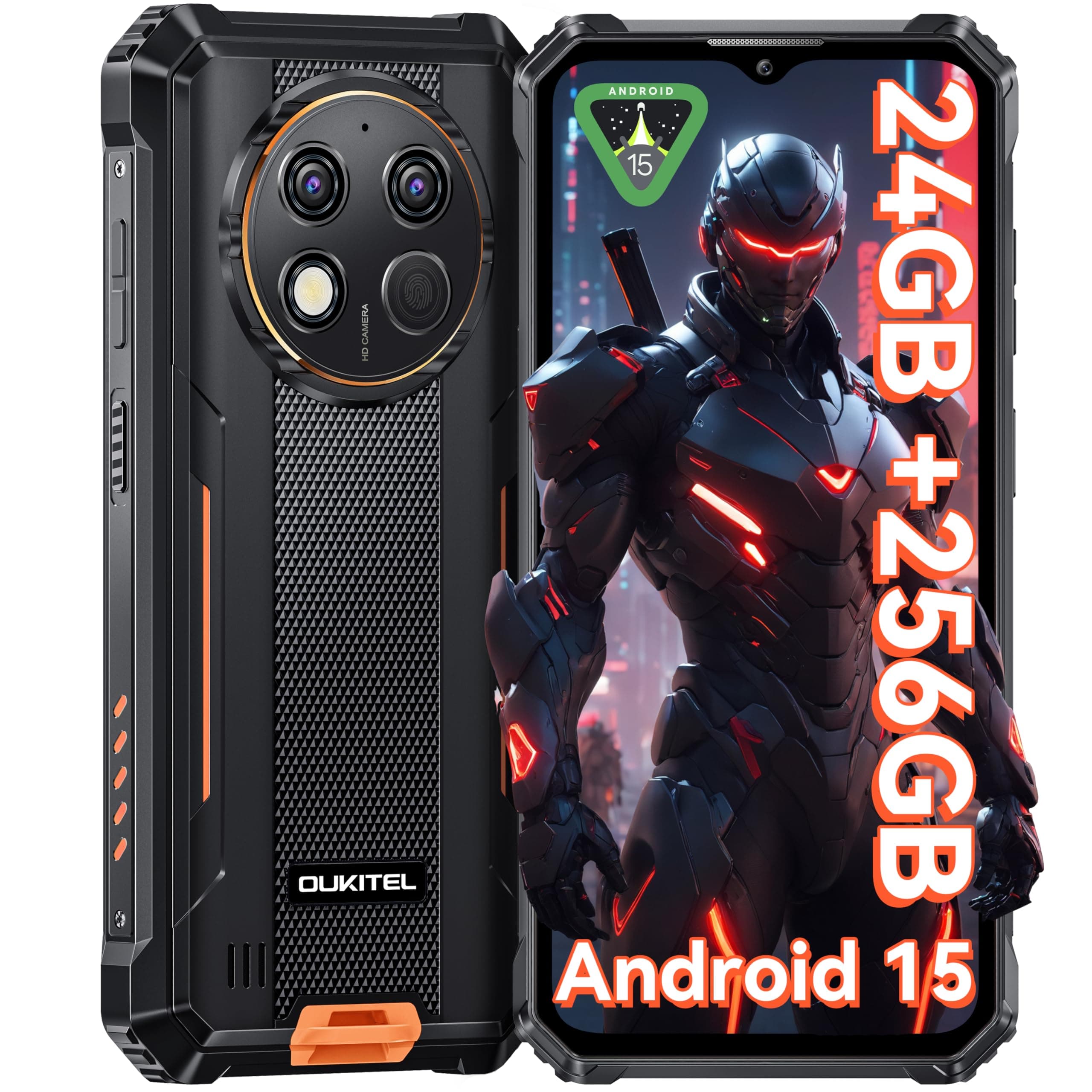 G1 Rugged Smartphone Unlocked - 24+256GB/1TB Android 14 Rugged Cellphones, 6.52” HD Display 48MP Rear Camera 10600mAh Battery IP68/IP69K Waterproof Phone, Dual Sim/NFC/Fingerprint 2025