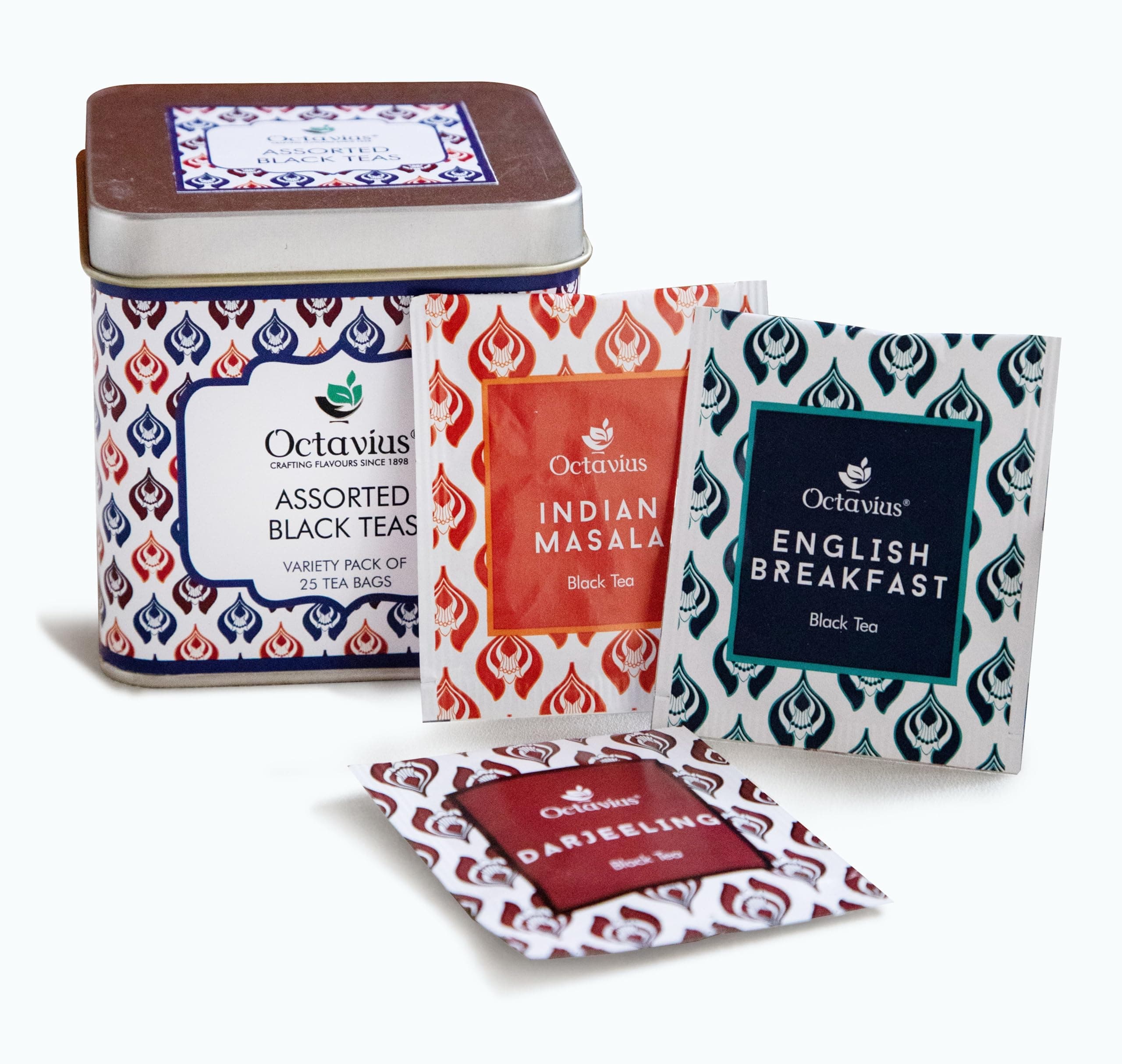 Assorted Black Tea - 25 Tea Bags | Tea Gift Sets | 3 Assorted Black Tea | Indian Masala, Assam, Darjeeling | Premium Tea Gift Box | Tea Gift Tin Pack | Tea Gift Box | Tea Gift