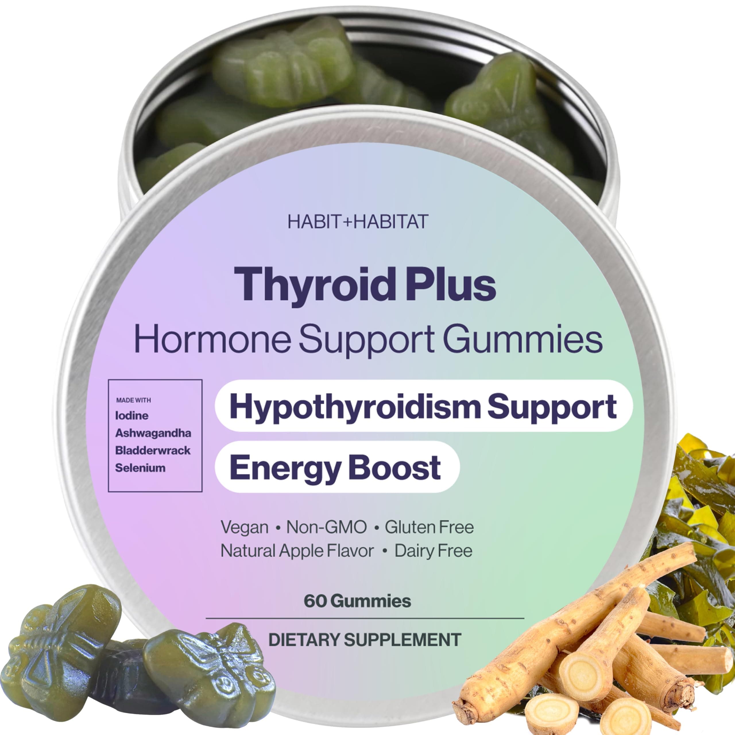 Thyroid Plus Gummies - Ashwaganda, Iodine, Bladderwrack, Kelp, and Schisandra