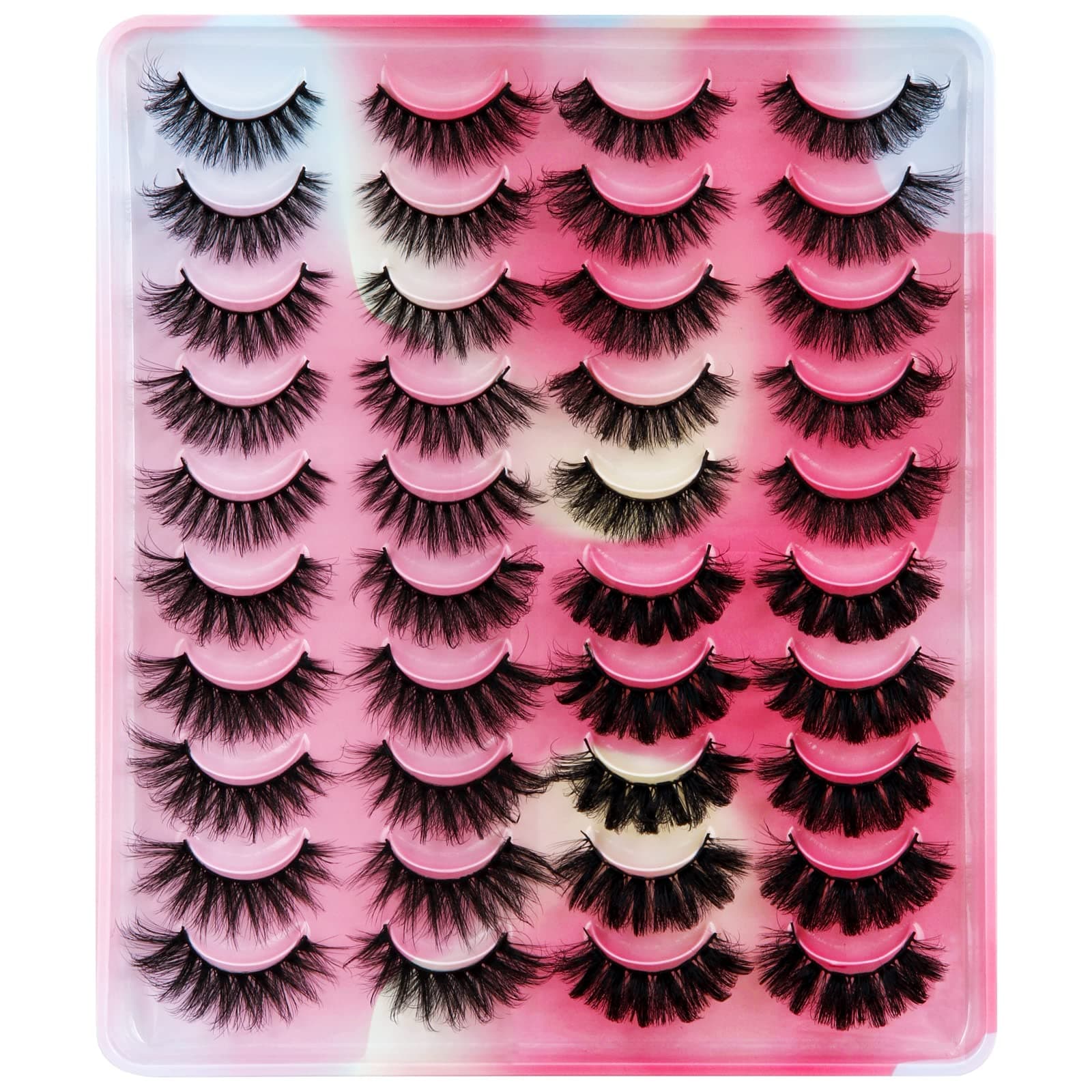 False Eyelashes Dramatic Fluffy 6D Mink Lashes - 20 Pairs Natural Curly Lashes Thick Fake Eyelashes (4 Styles)