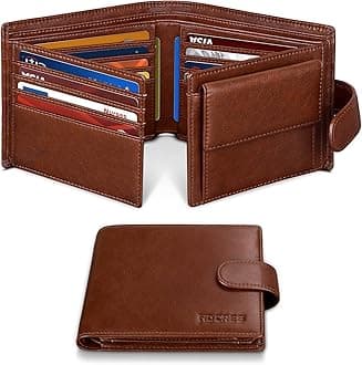 Wallets for Men, RFID Blocking Wallet,Mens Wallet, Leather Wallet with 14 Credit Card Holders, 2 Banknote Compartments, 2 ID Windows with Gift Box
