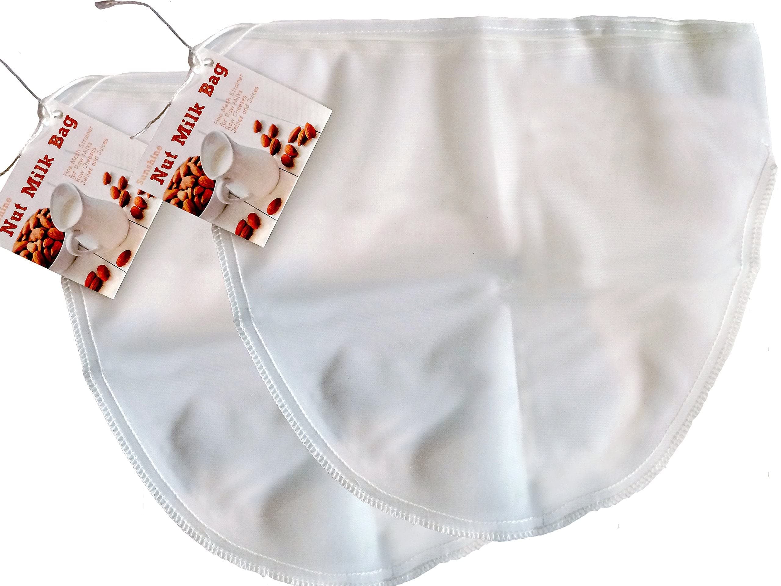 2 Pack! Bright Kitchen Nut Milk Bags EXTRA LARGE 14"x12" XL Large Fine Nylon Mesh for Straining Mylk Juice Sprouting and More!