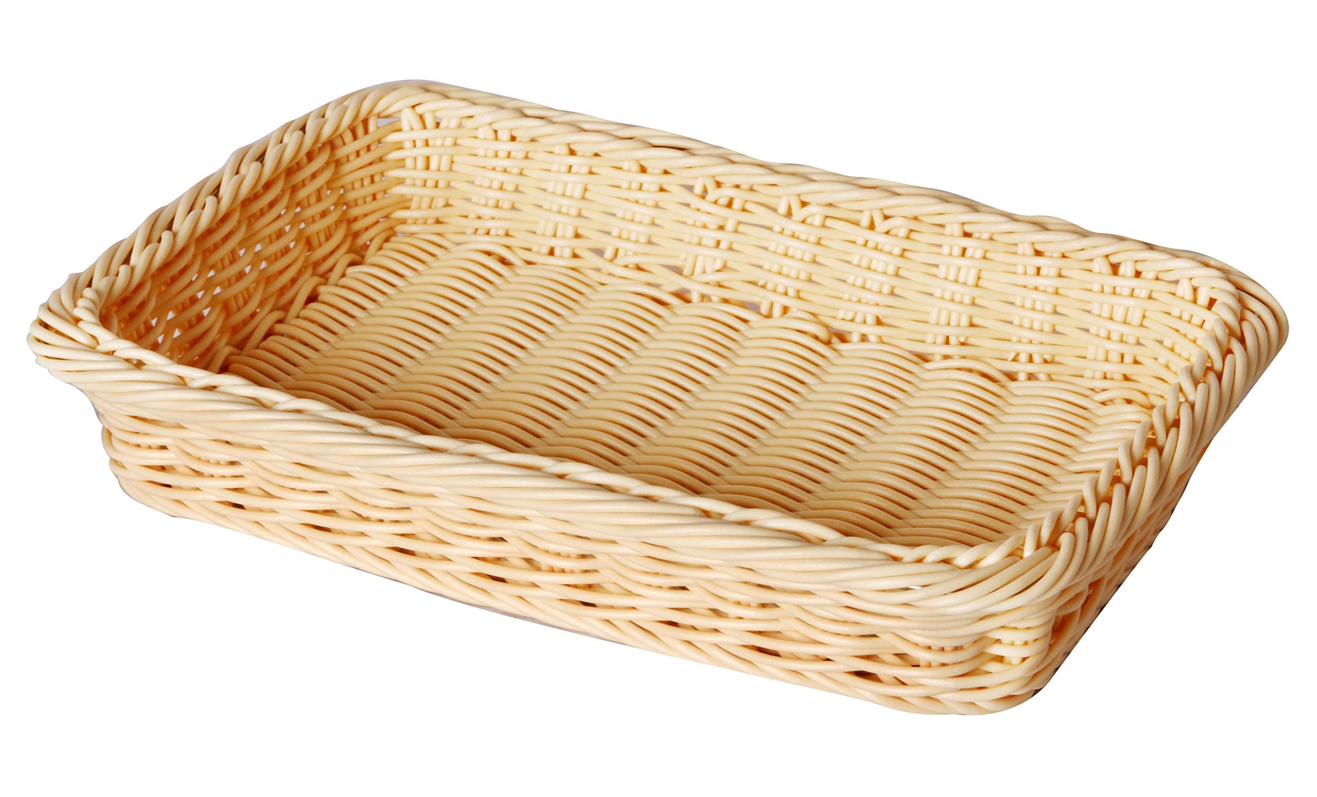 Sunnex Heavy Duty Rectangular Polypropylene Rattan Basket C04027, 30 X 20 X 5 Cm, Beige