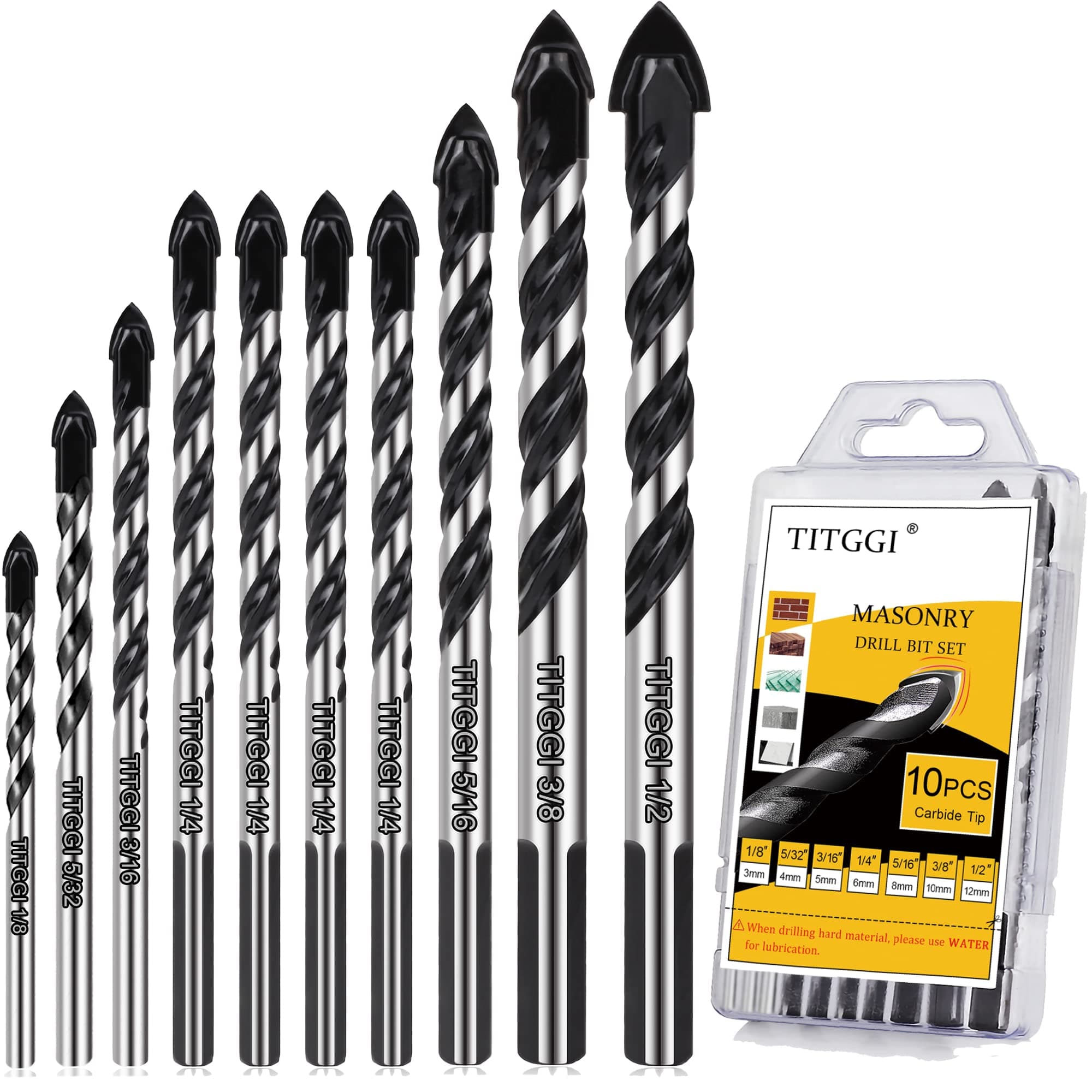 TITGGI 10PCS Masonry Drill Bit Set