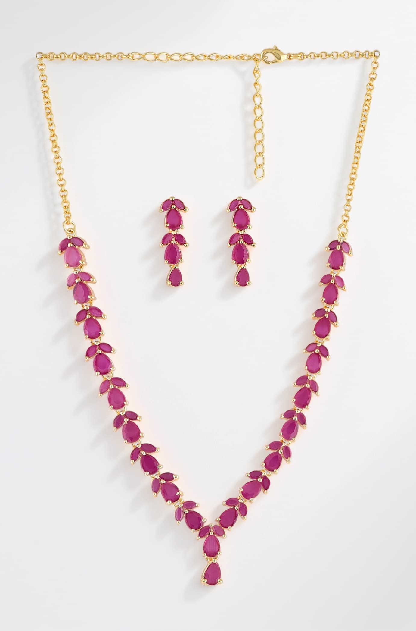 Delicate Ruby Necklace Set For Women - ZPFK6110