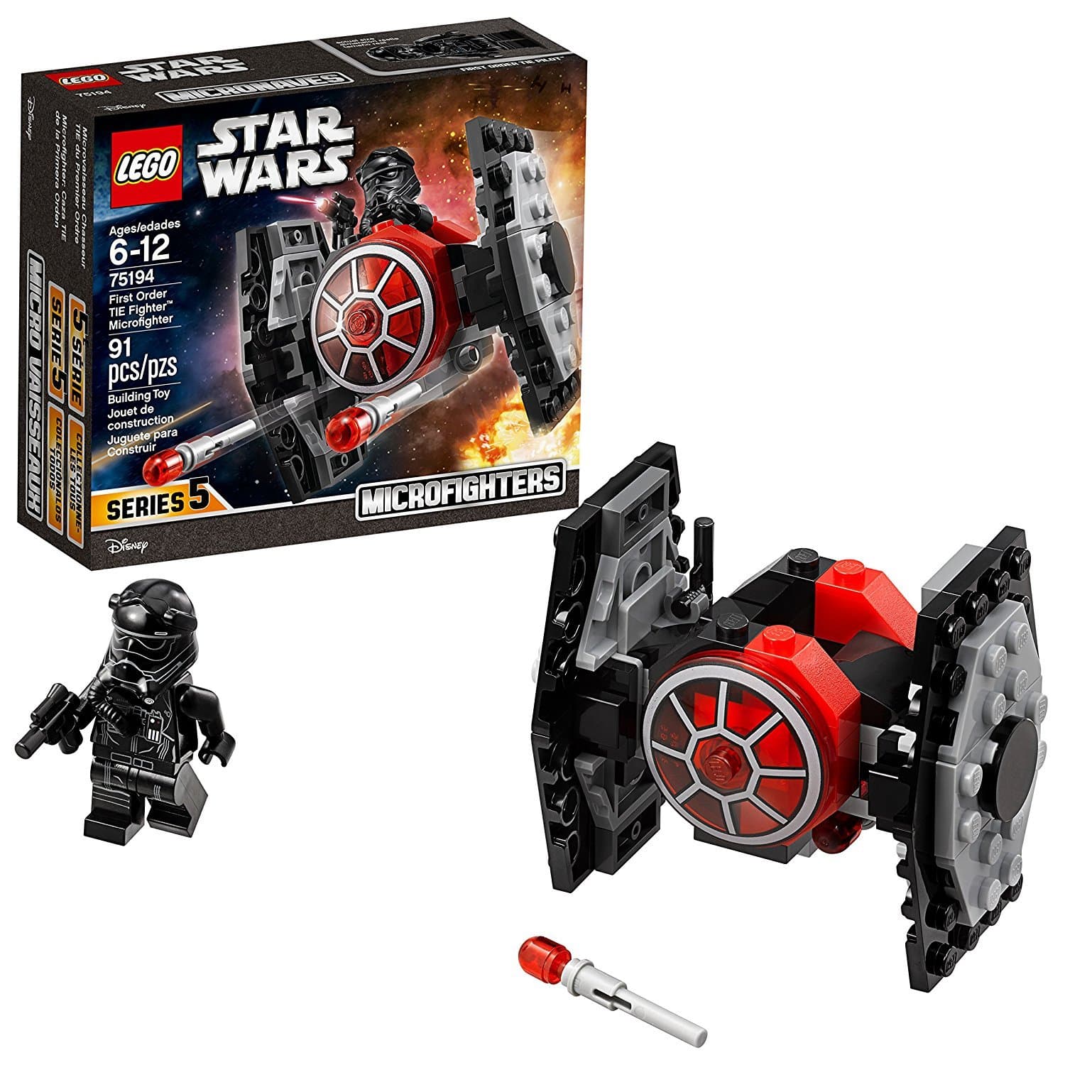 LEGOStar Wars: The Force Awakens First Order Tie Fighter Microfighter 75194 Building Kit Multicolor