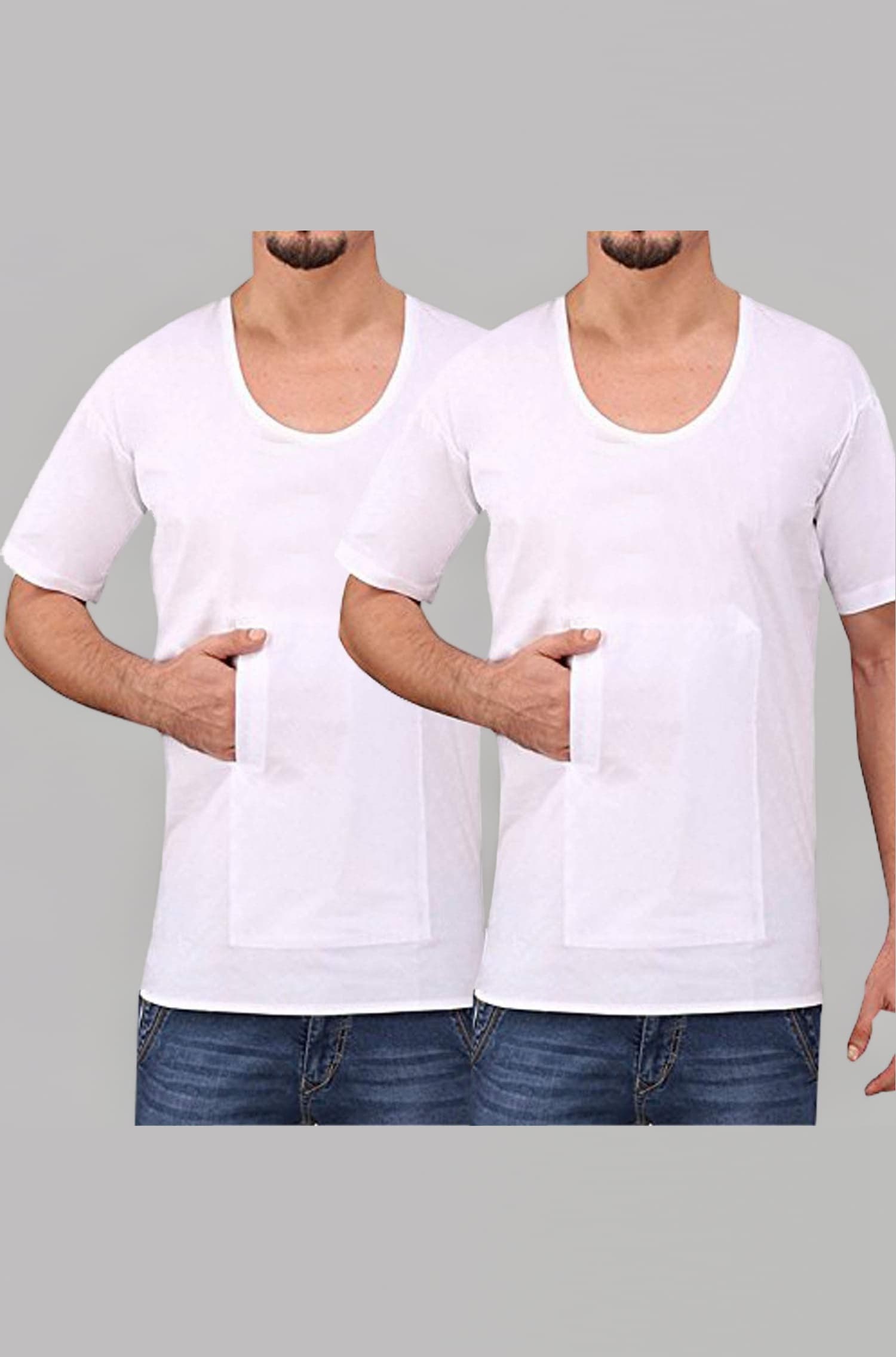 Men's Cotton Pocket Vest for Security PurposeWhite