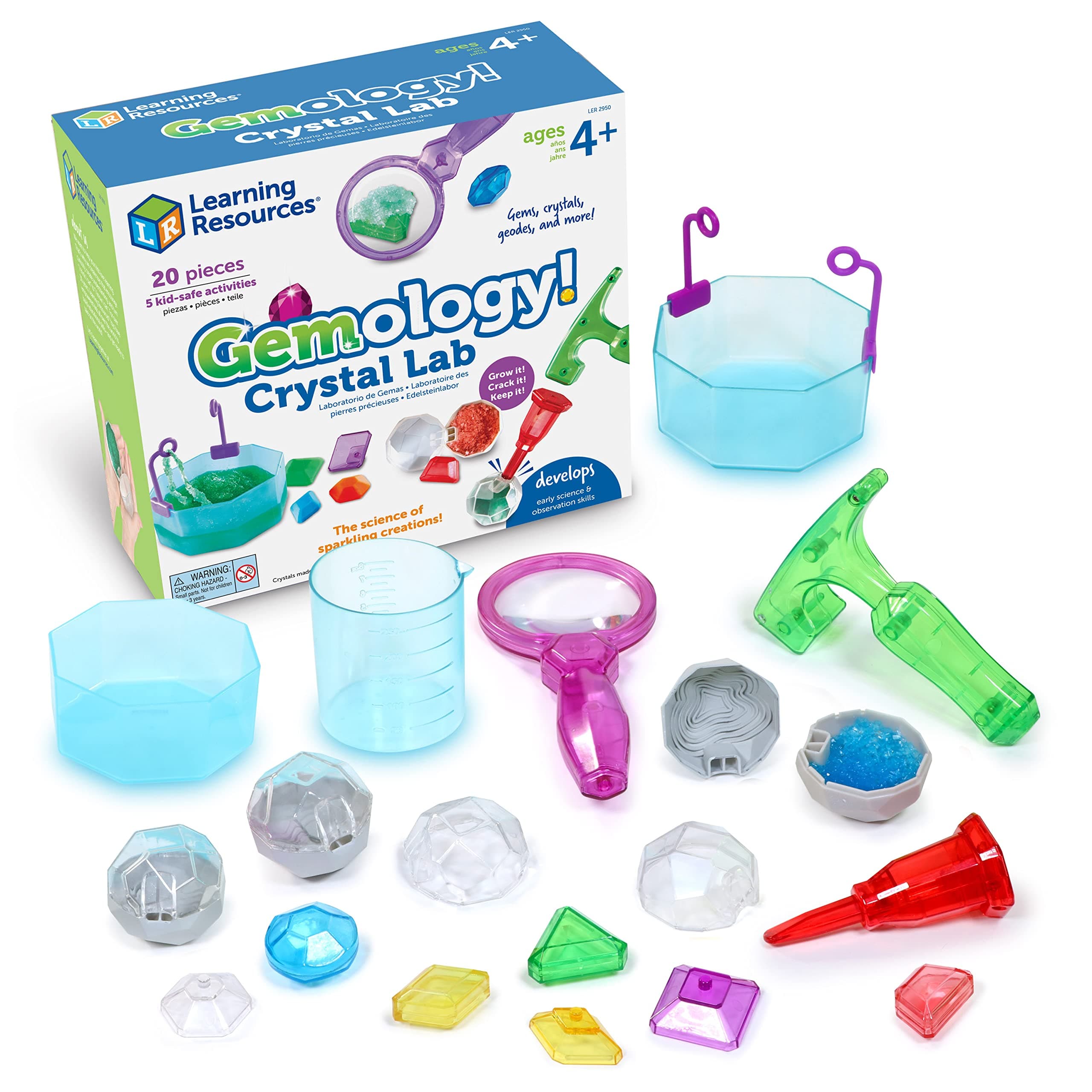 Learning ResourcesGemology! Crystal Lab,STEM Toys, Early Science, Science Kit for Kids, Fun Gifts for Kids, 20 Pieces, Ages 4+