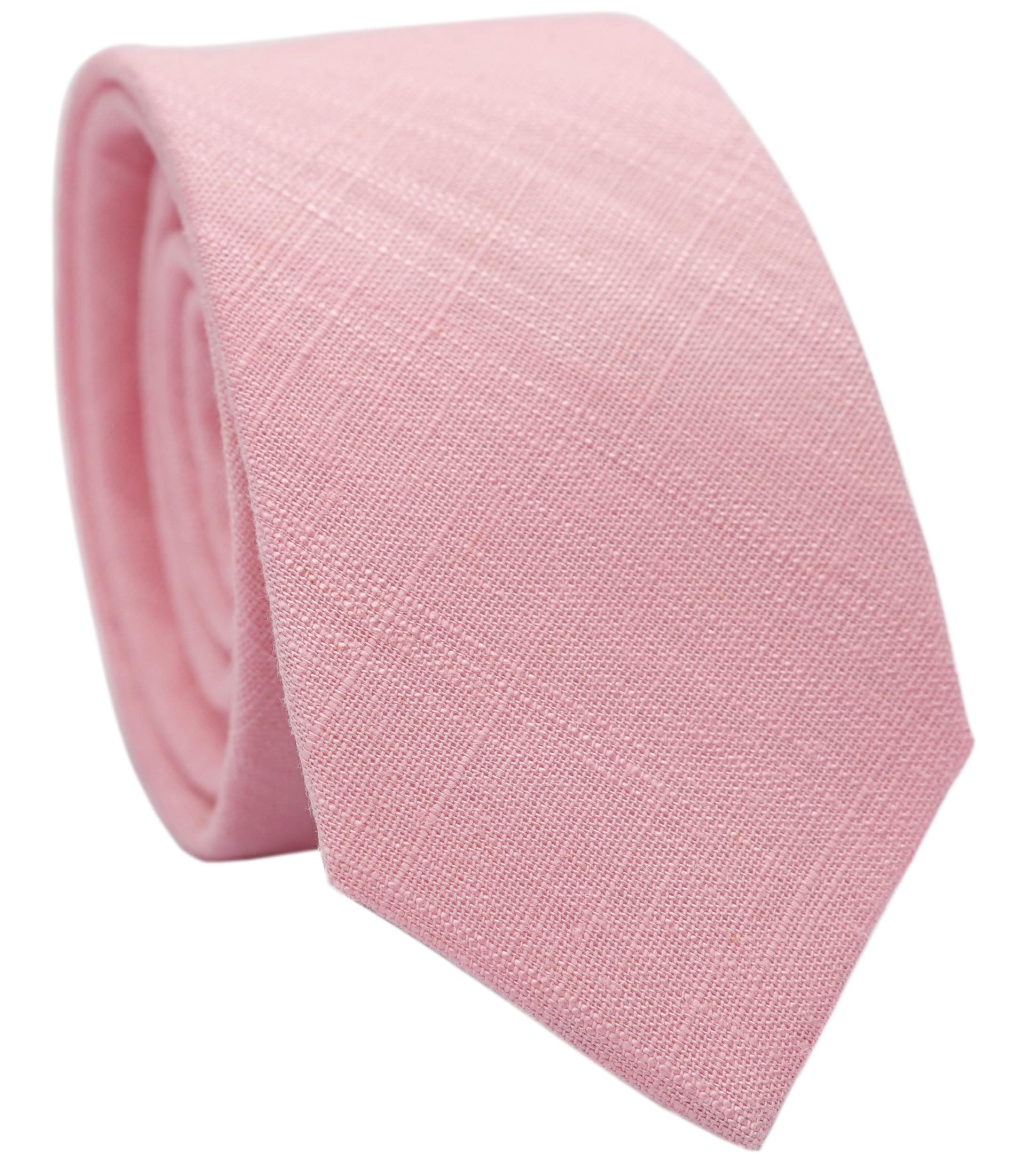 2.5 inch Skinny Ties for Men, Solid Cotton Linen Neckties