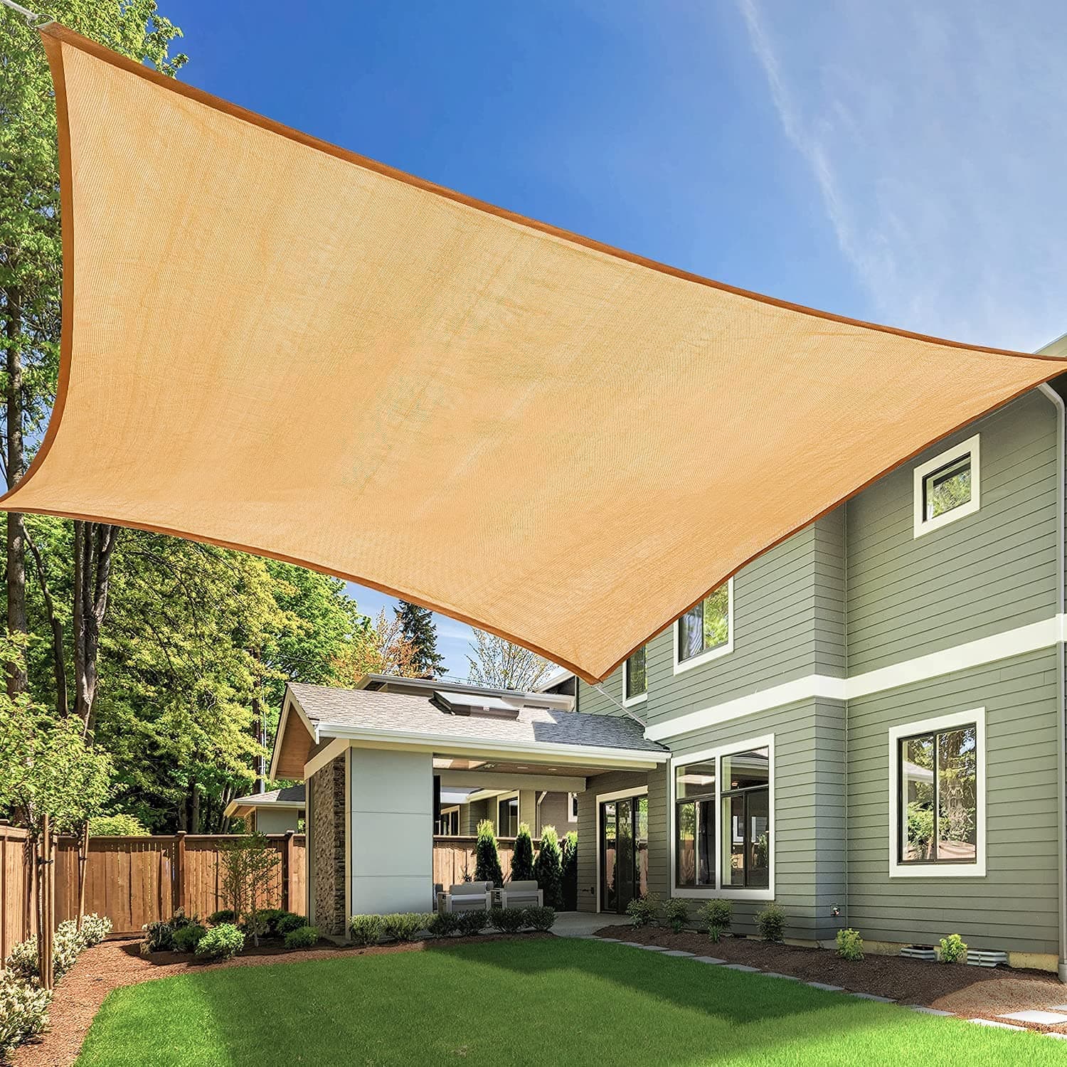 LIMOS Sun Shade Sail Rectangle UV Block Canopy for Patio Backyard Lawn Garden Outdoor Activities, Sand (1.98m x 3.00m)