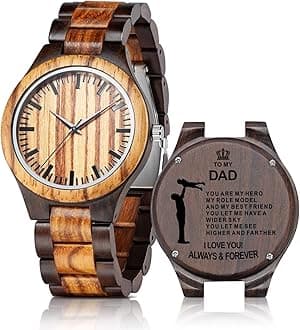 Personalized Engraved Wooden Watches - Custom Anniversary Birthday Wood Watches for Men Husband Boyfriend Dad Him Son