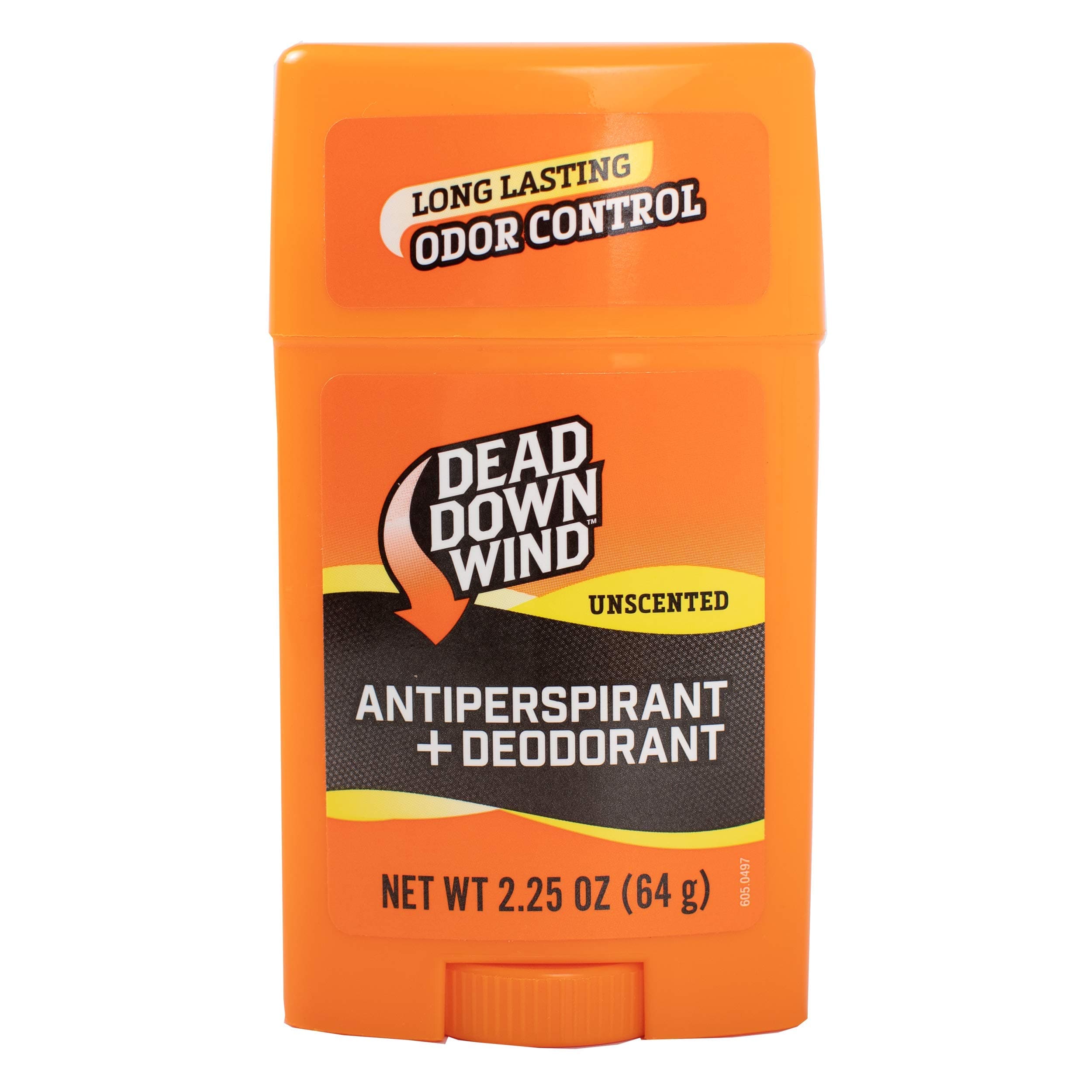 Dead Down Wind Men’s Antiperspirant Deodorant Stick | 2.25 Ounce | Unscented, Long Lasting, Chemical & Organic Odor Eliminator, Safe for Sensitive Skin | Hunting Accessories Orange 1230N