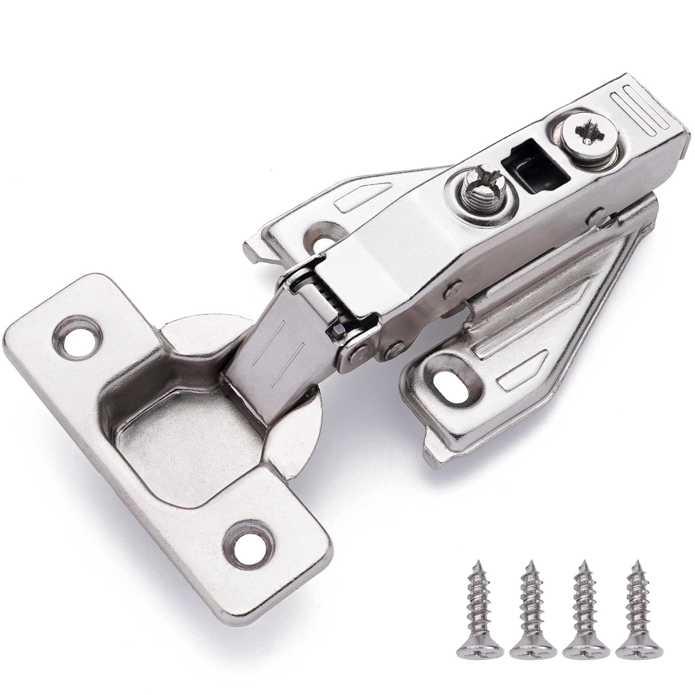 DecoBasics (2 PCS) Full Overlay Soft Close Cabinet Hinges for Kitchen Cabinets - 105° Face Frame Concealed Cabinet Door Hinge -3 Way Adjustability -Clip on Plate & Matching Screw 4 Easy Installation