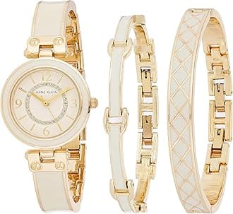 Anne Klein Women's Glitter Accented Bangle Watch and Bracelet Set, AK/3296