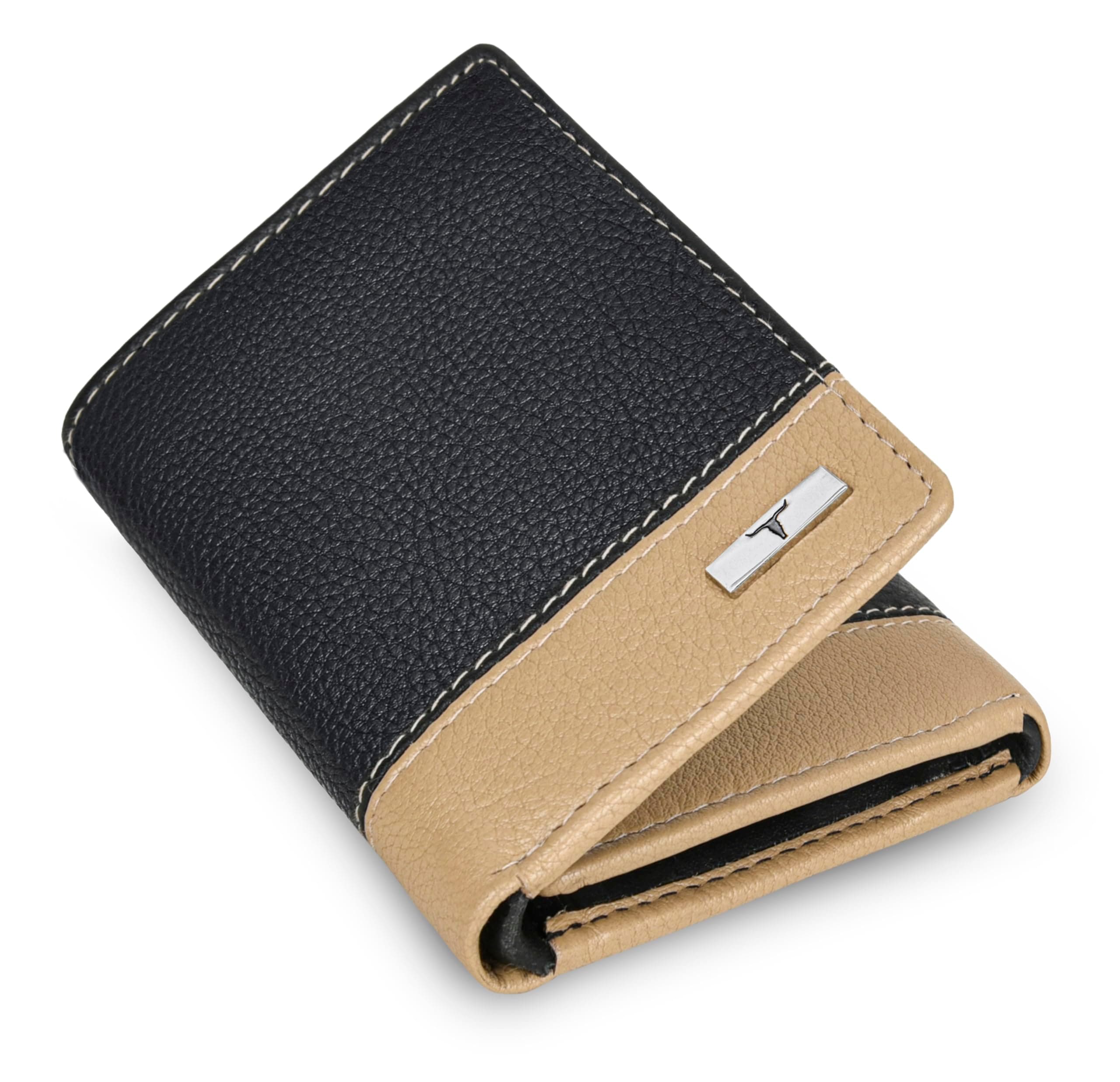 Travis Black/Beige Leather Wallet for Men