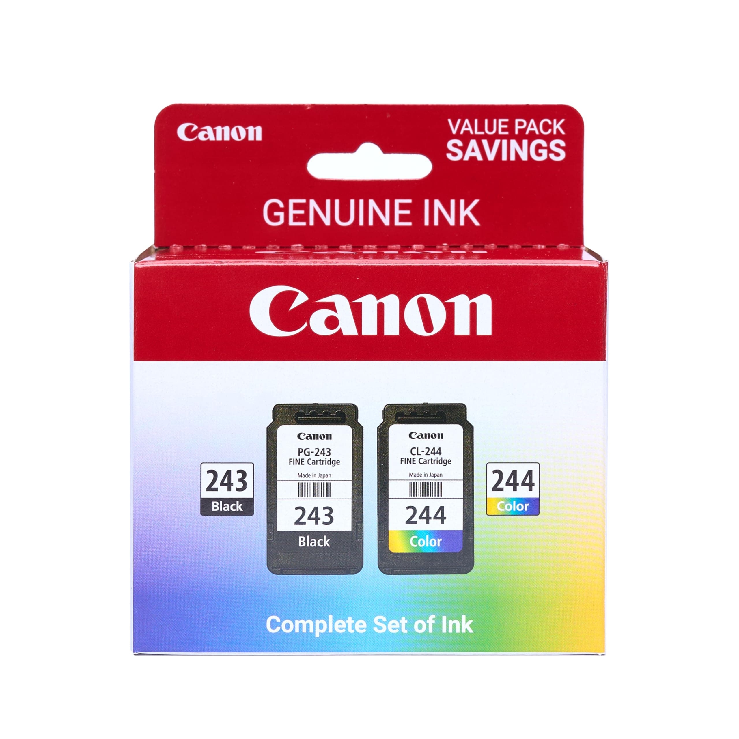 PG-243 / CL-244 Genuine Ink Value Pack (2 Cartridges), Compatible with iP2820, MX492, MG2420/2520/2920/2922/2924/3020/2522/2525, TS3120/302/302a/202/4520/3320