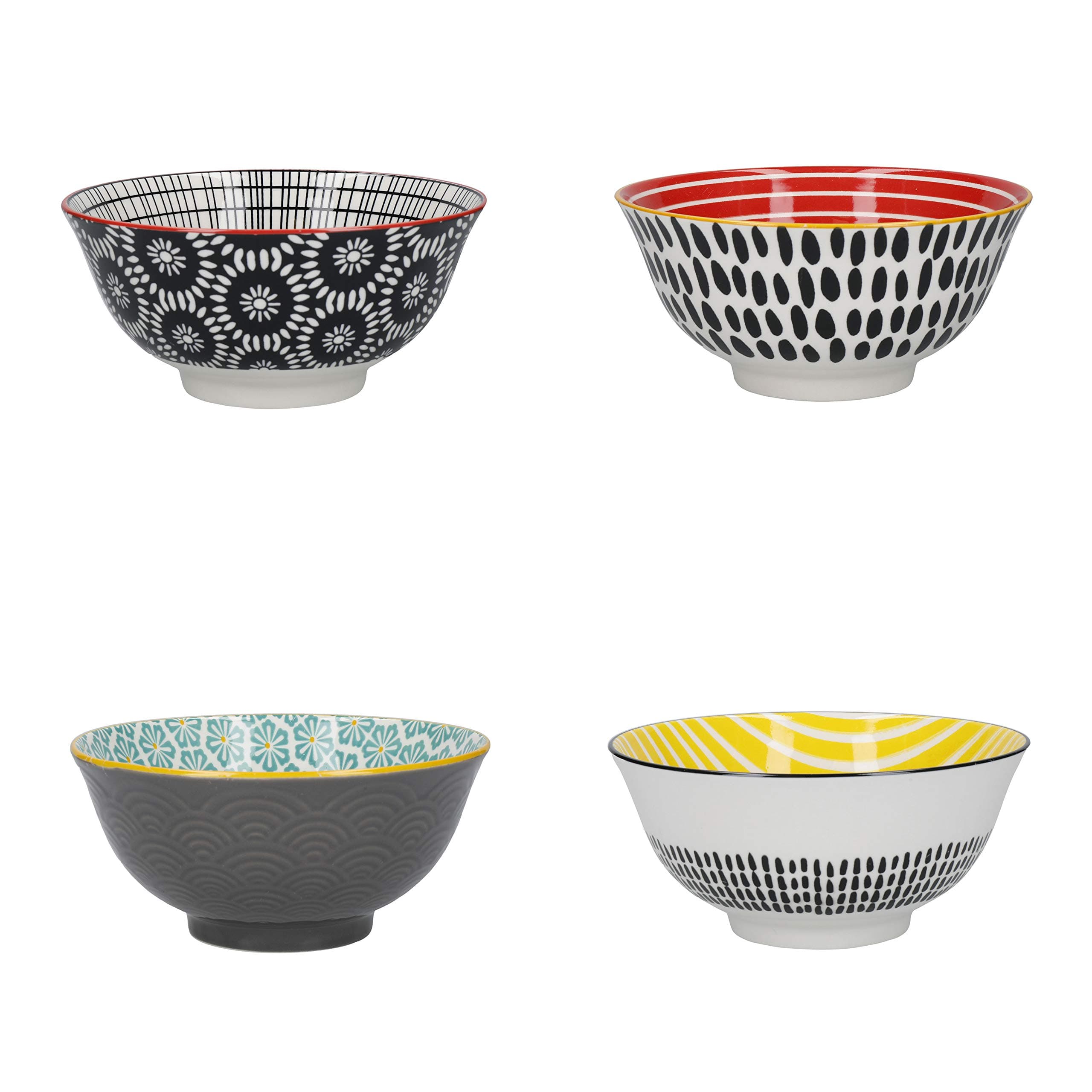 KitchenCraft Monochrome Glazed Stoneware Bowl Set for thinKitchen:, Set of 4