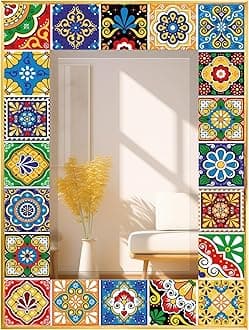 Mosaic Mirror 18x24inch Vintage Style Wall, Handmade Glass Tiles Moroccan for Home Decor, Boho Chic Accent for Living Room, Bathroom, Vanity