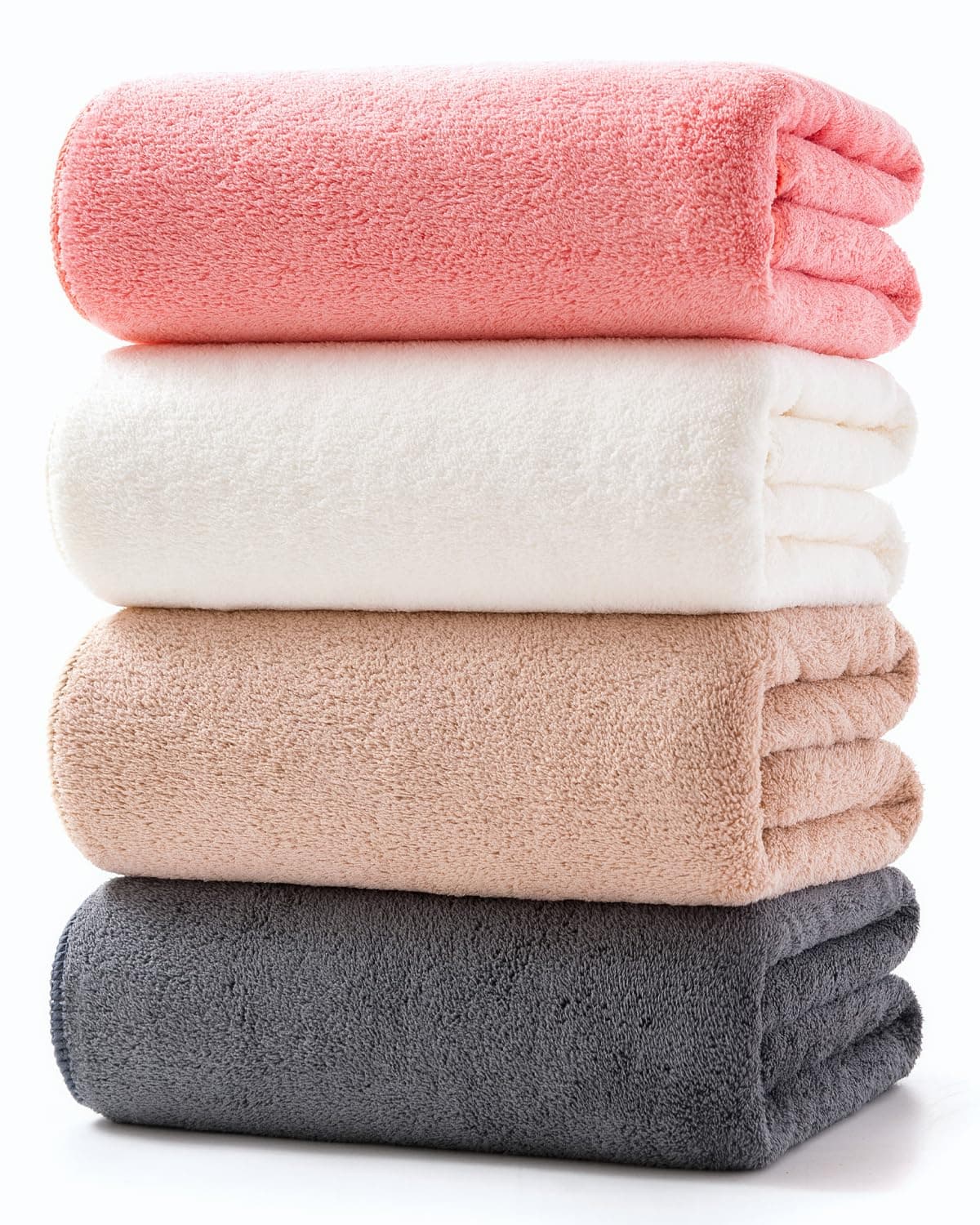 Lumimi Towels 4-Piece Soft Microfiber Bath Towel Set Incredibly Absorbent Lightweight Quick Dry and Durable, 55" L x 27" W, 4 Pack Multicolour