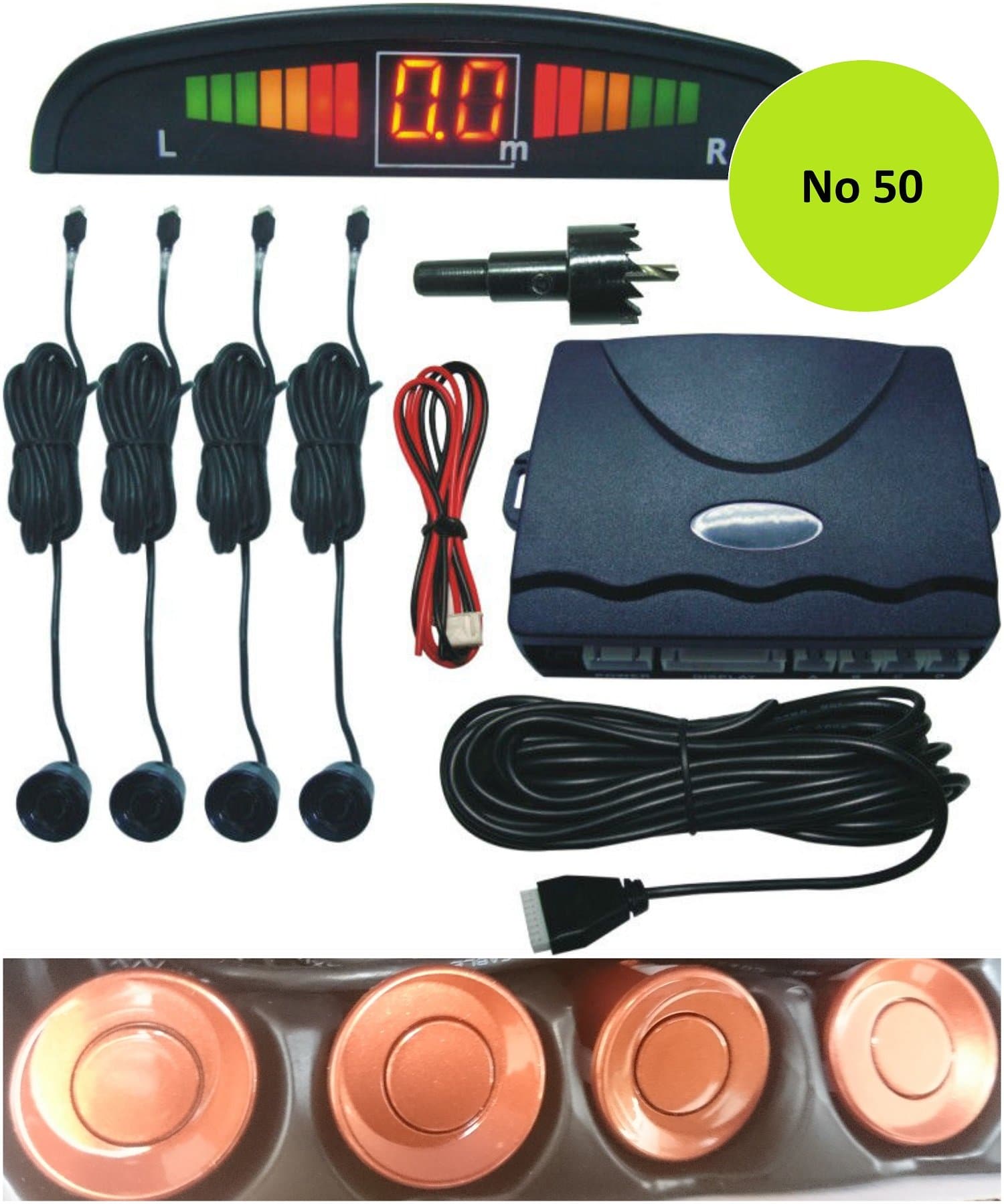 TechnoTec® Car Parking Rear Reverse 4 Sensors Kit Buzzer Radar LED Display Alarm System. (Maroon (No 50))