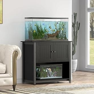 Tatub 40-50 Gallon Fish Tank Stand with Cabinet, Metal Aquarium Stand for Storage, Reptile Tank Table Bearable 1000LBS, Accommodates 2 Aquariums, Black