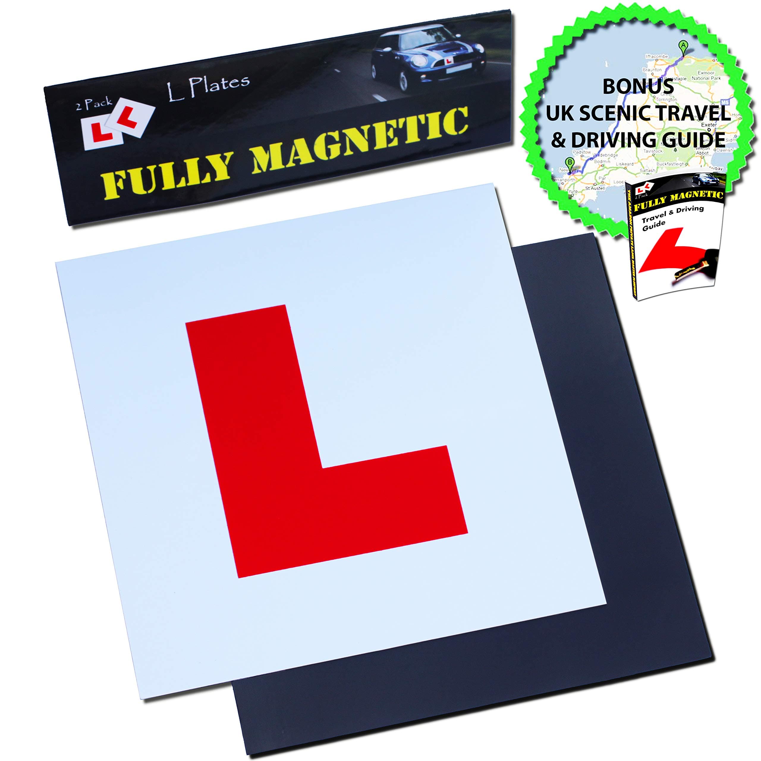 Le Yogi Magnetic L Plates Extra Thick Strong Learner Plates, BONUS Scenic Drive and Tips Ebook, 2 Pack