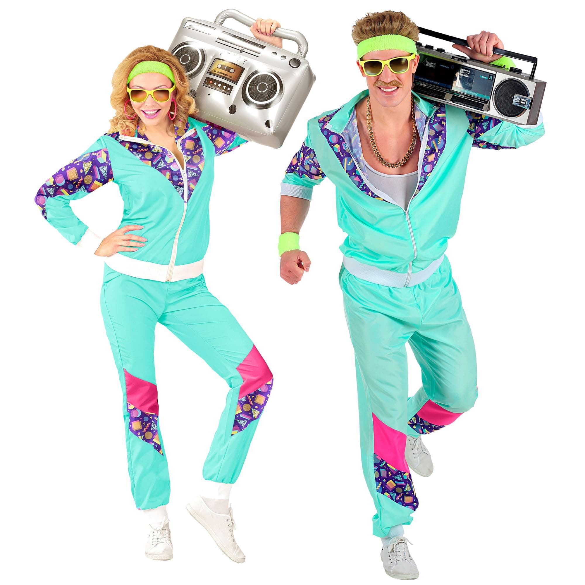 WIDMANN Adults Unisex 80s Shell Suit Costume. Includes Jacket & Pants. 90s, Fancy Dress, Outfit, World Book Day, Halloween, Carnival