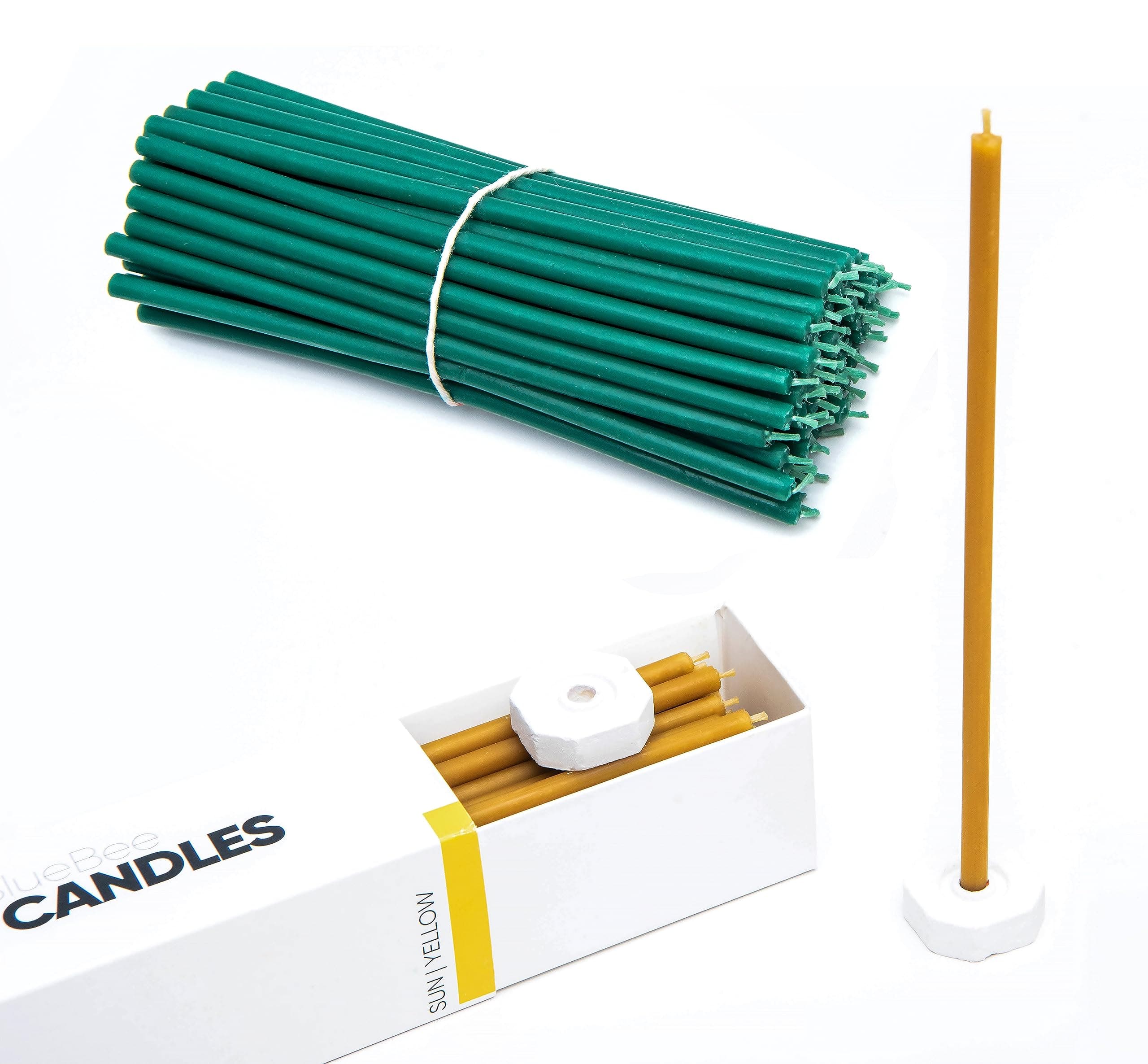 100% Natural Beeswas Candlesticks + 2 Candle Holders, Tall and Thin Taper Candles, 90 pcs