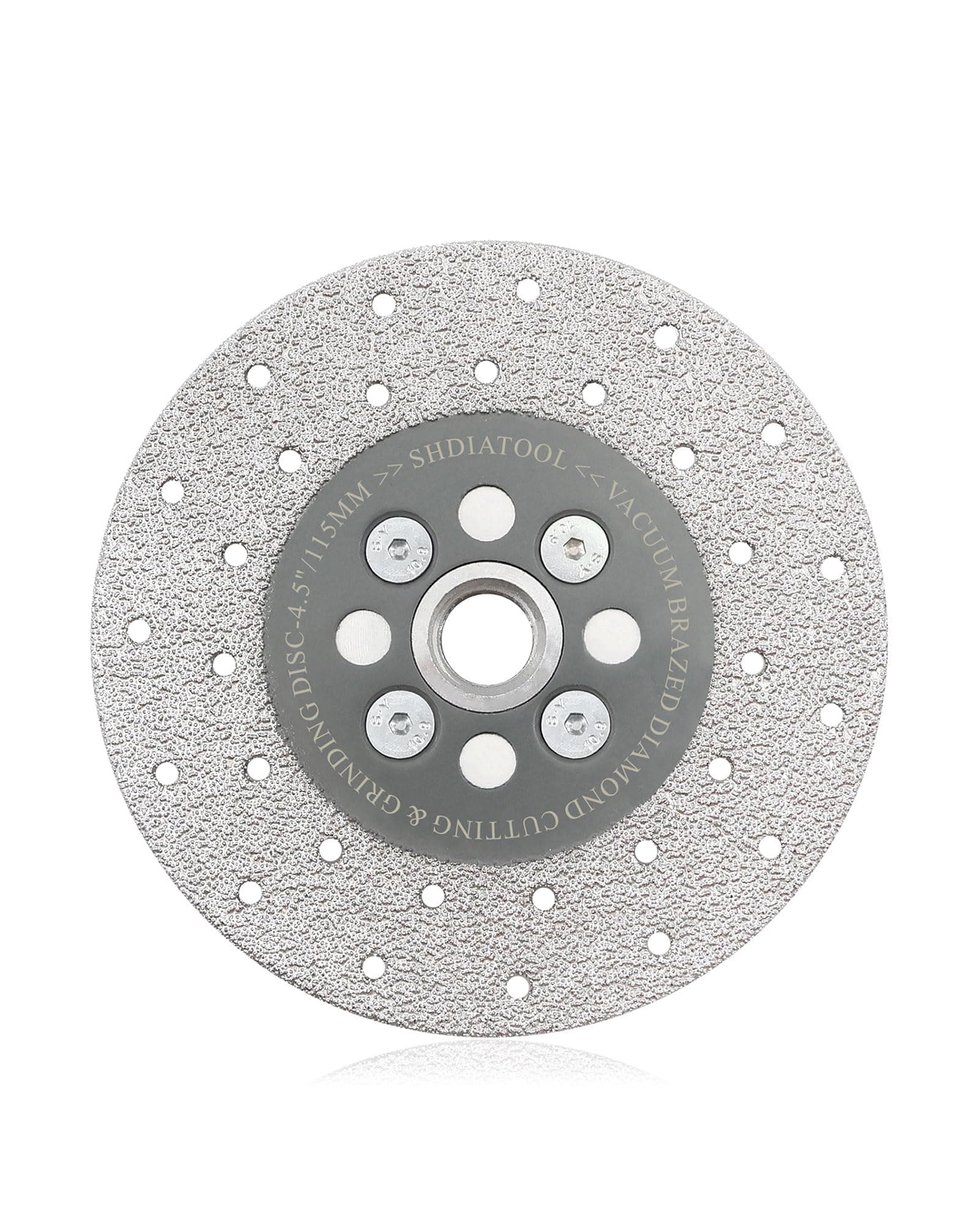 SHDIATOOL 4-1/2 Inch Diamond Cutting Grinding Disc Fits 5/8-11 Arbor for Marble Ceramic Double Sided Vacuum Brazed Fast Cutting Shaping Grinding Wheel Grit 40/50