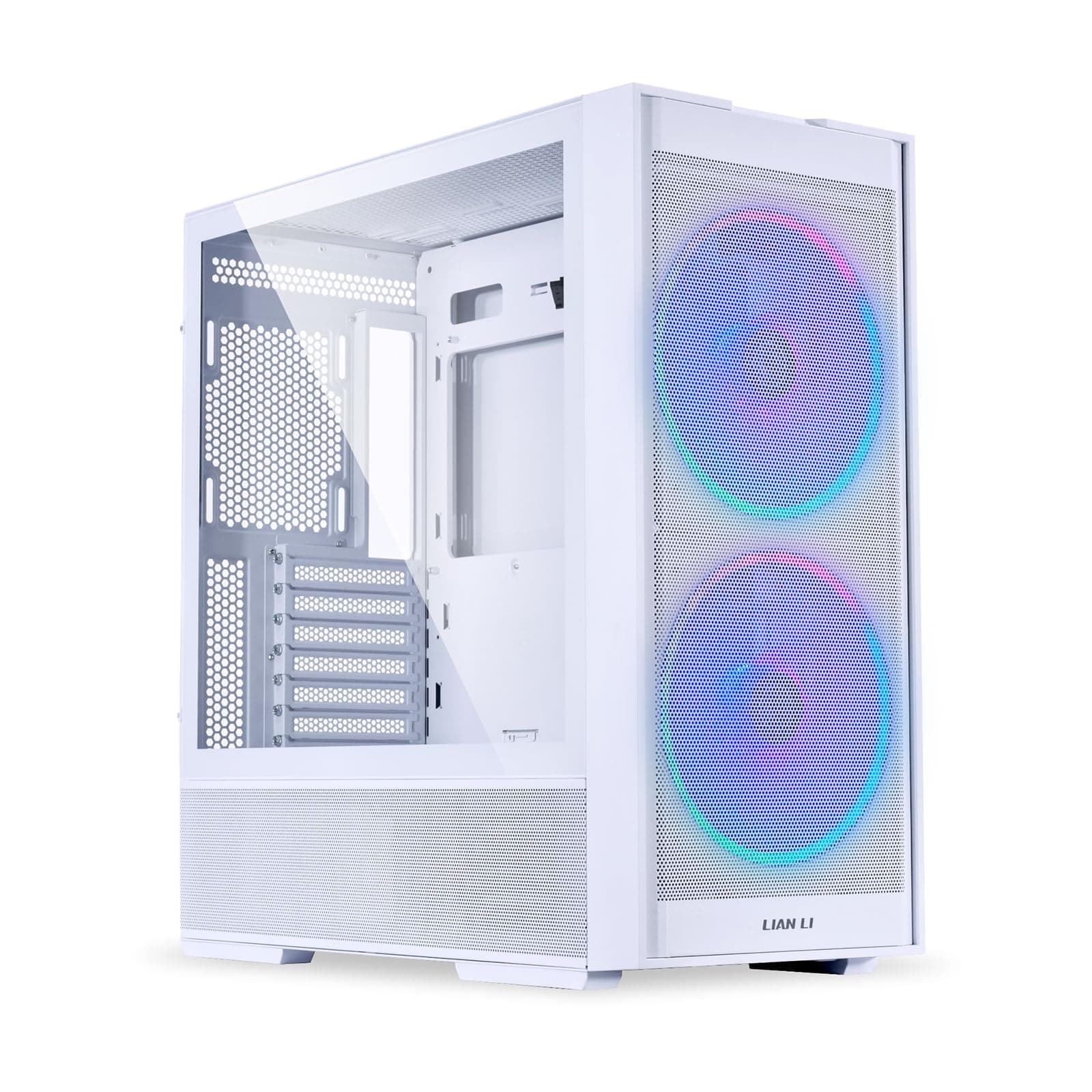 LIAN LI LANCOOL 206 ATX PC Case, RGB Gaming Computer Case, Mesh Front Panel Mid-Tower Chassis w/ 2 ARGB PWM Fans Pre-Installed, USB Type-C Port, Tempered Glass Side Panel (White)