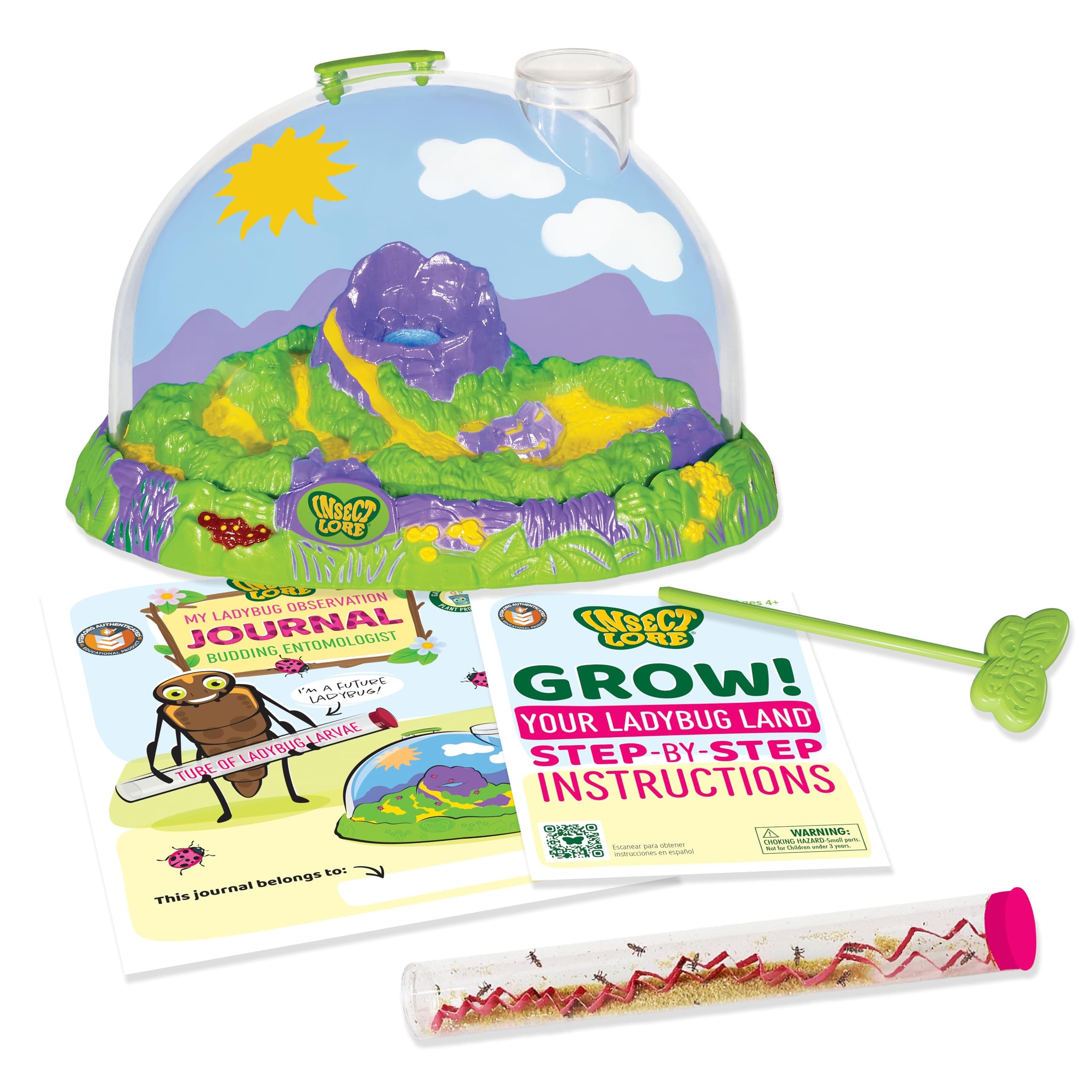 Insect Lore Live Ladybug Growing Kit - Land Habitat with 10-15 Live Pink Spotted Larvae for Kids - Raise, Observe and Release