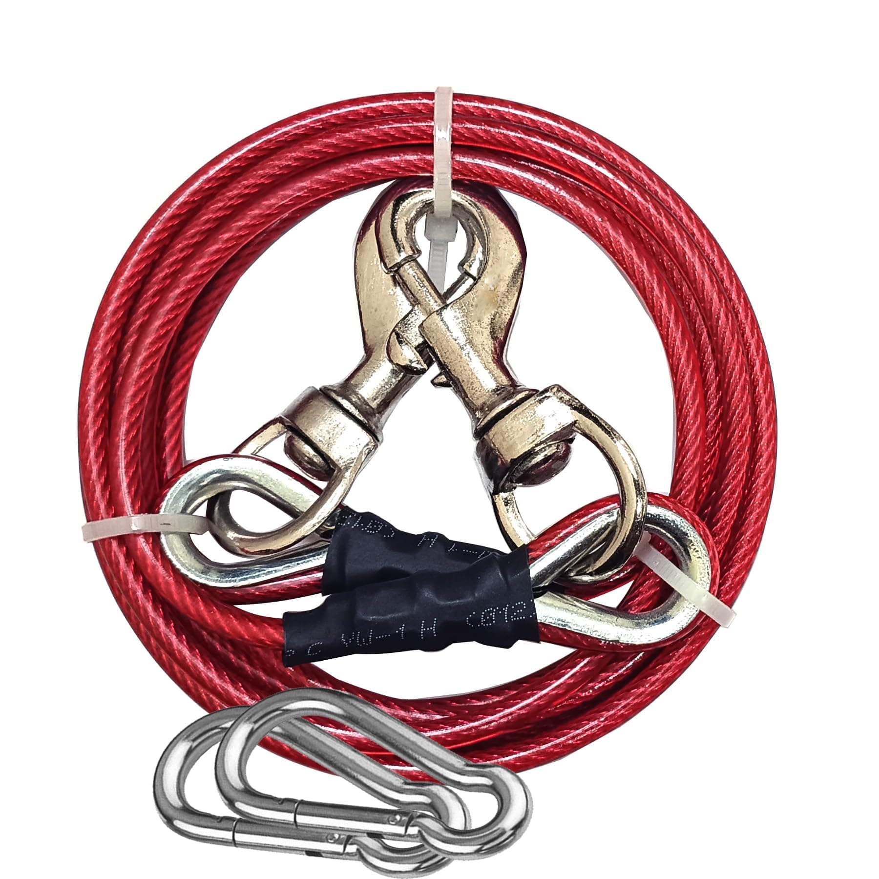 DUBIDU PVC Heavyweight Tie-Out Cable Training Leash WIT 2PC/8mm Carabinerfor Medium-Large Dogs. Water Proof Lead for All Sized Pets. Great for Camping, and Outdoors. Easy to use Excellent Look. (10ft)