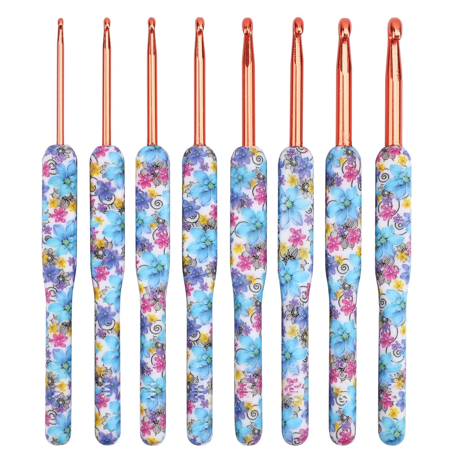 Excefore Crochet Hooks Set, 8Pcs Ergonomic Crochet Hooks, Hook Needles for Arthritic Hands, Colorful Crochet Kit for Beginners, Exquisite Knitting Crochet Supplies (Blue)