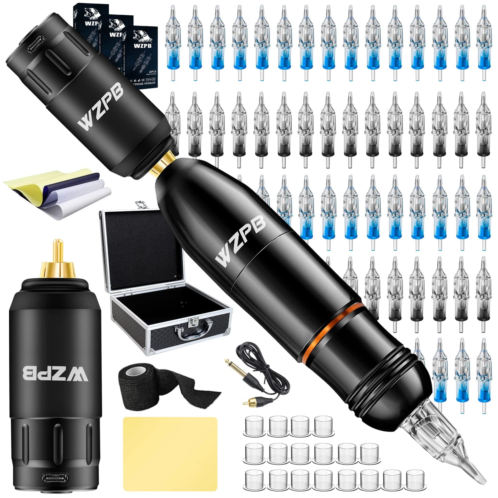 WZPB Professional Machine Kit Wireless Machine Kit with Transfer Paper Gift Needles for Beginners or Artists